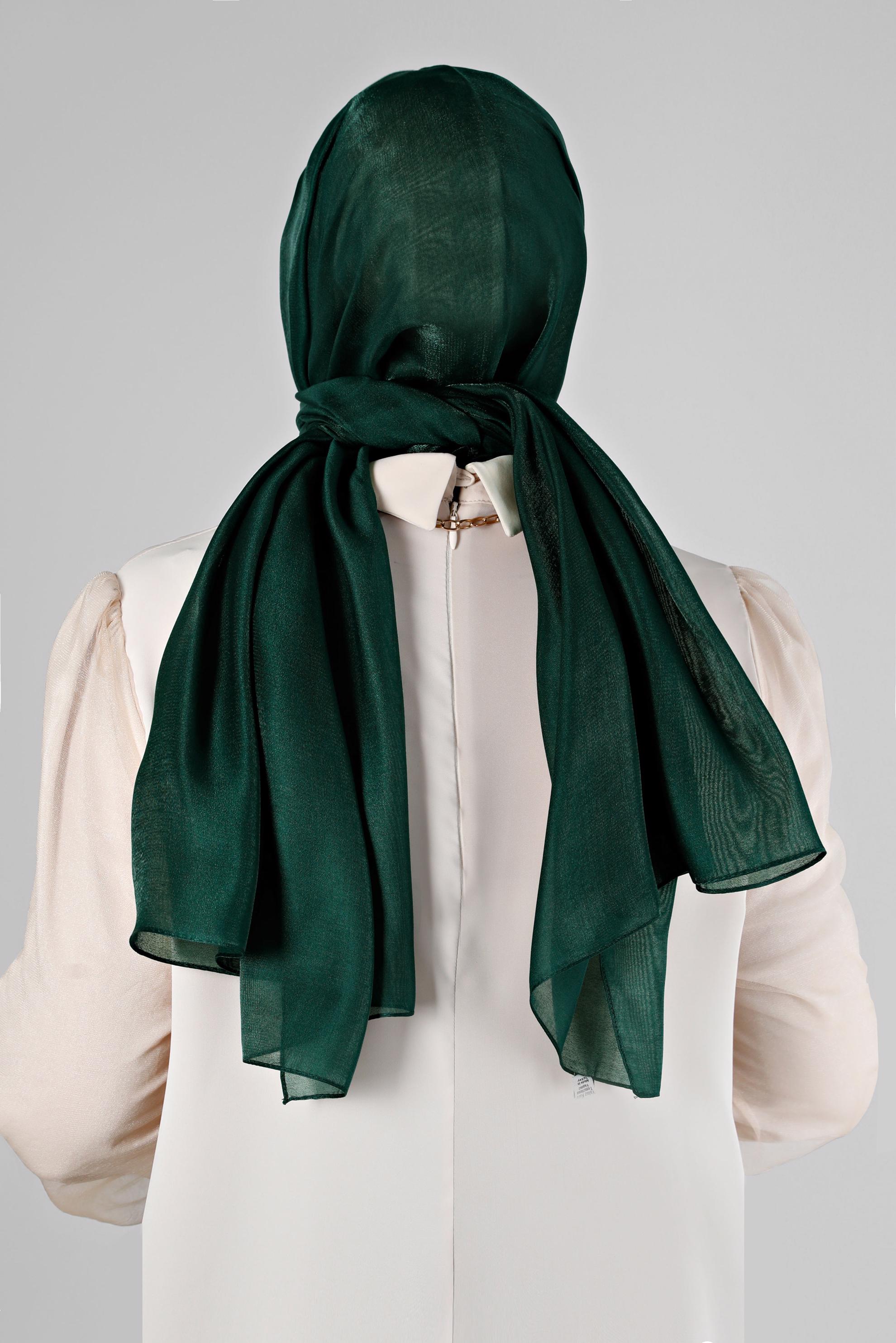 Tesettür giyim YEŞİL ALVİNA PARILTI BANTLI ŞAL 8210