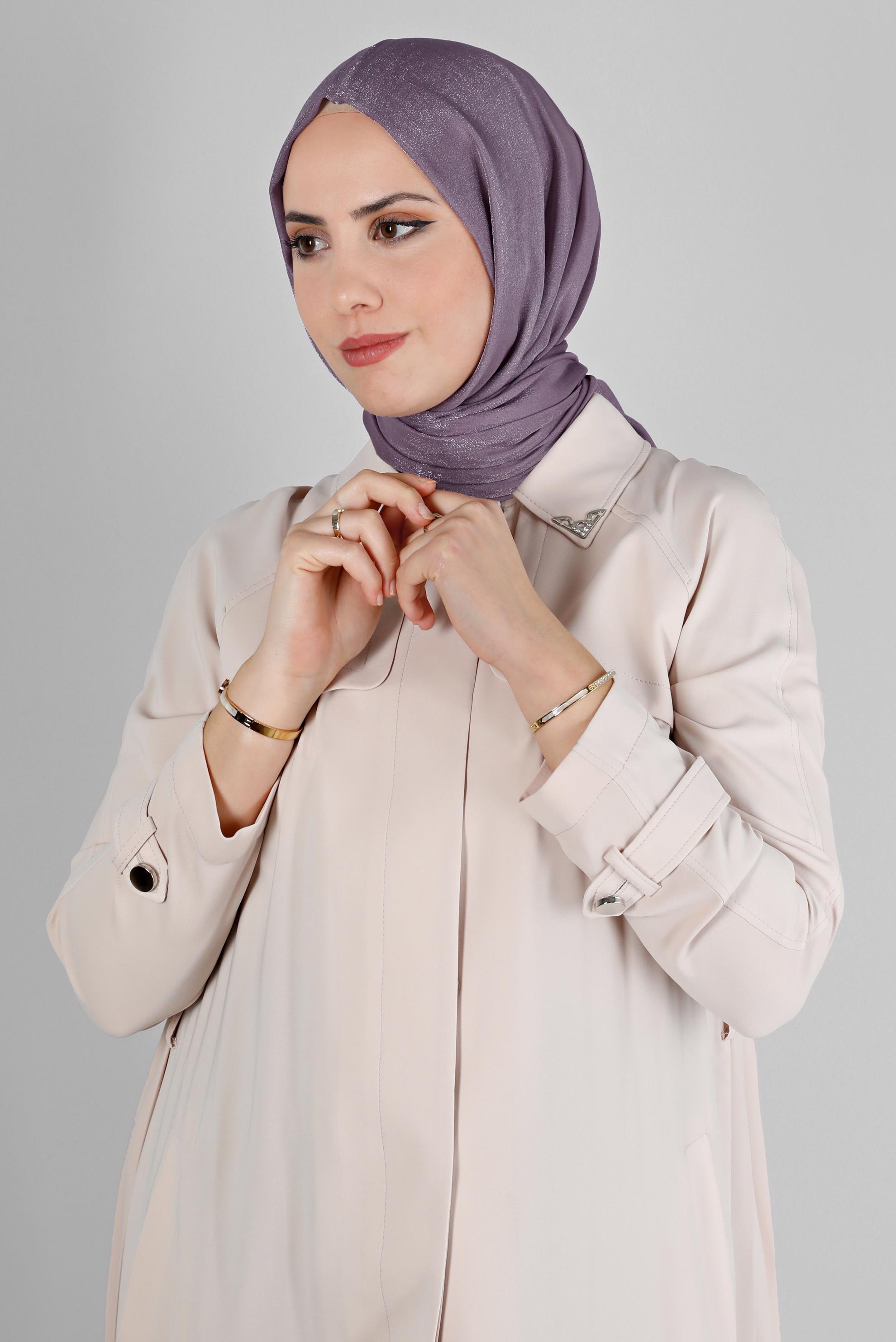Tesettür giyim RENKSİZ ALVİNA PARILTI BANTLI ŞAL 8210