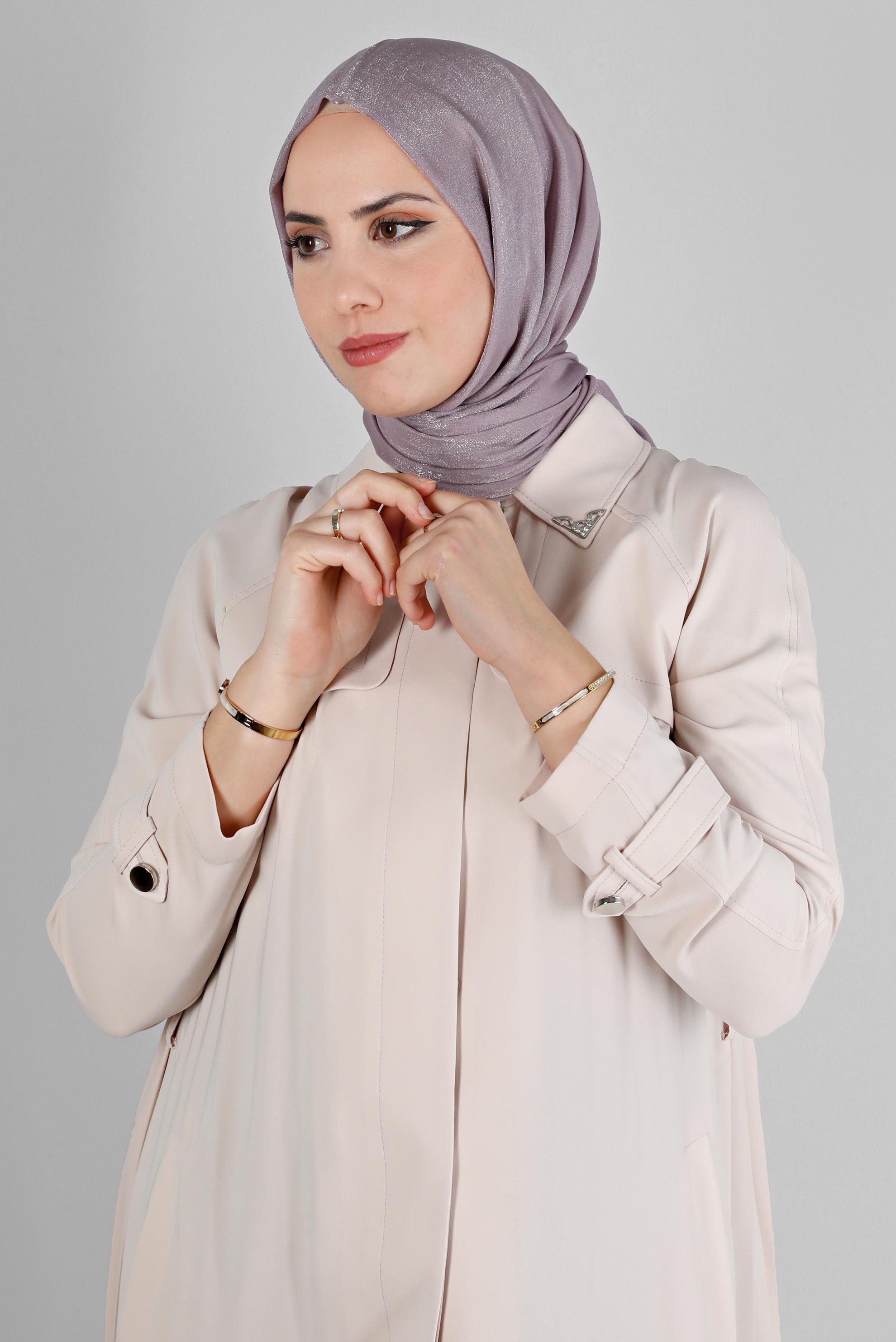 Tesettür giyim SİYAH ALVİNA PARILTI BANTLI ŞAL 8210