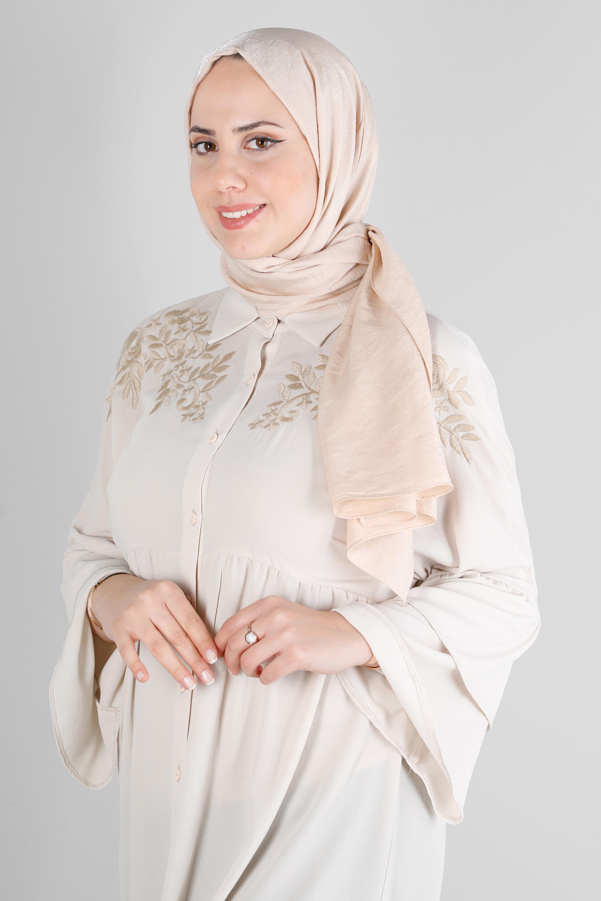 Tesettür giyim BEJ ALVİNA YERLİ PAMUK ŞAL 8213 