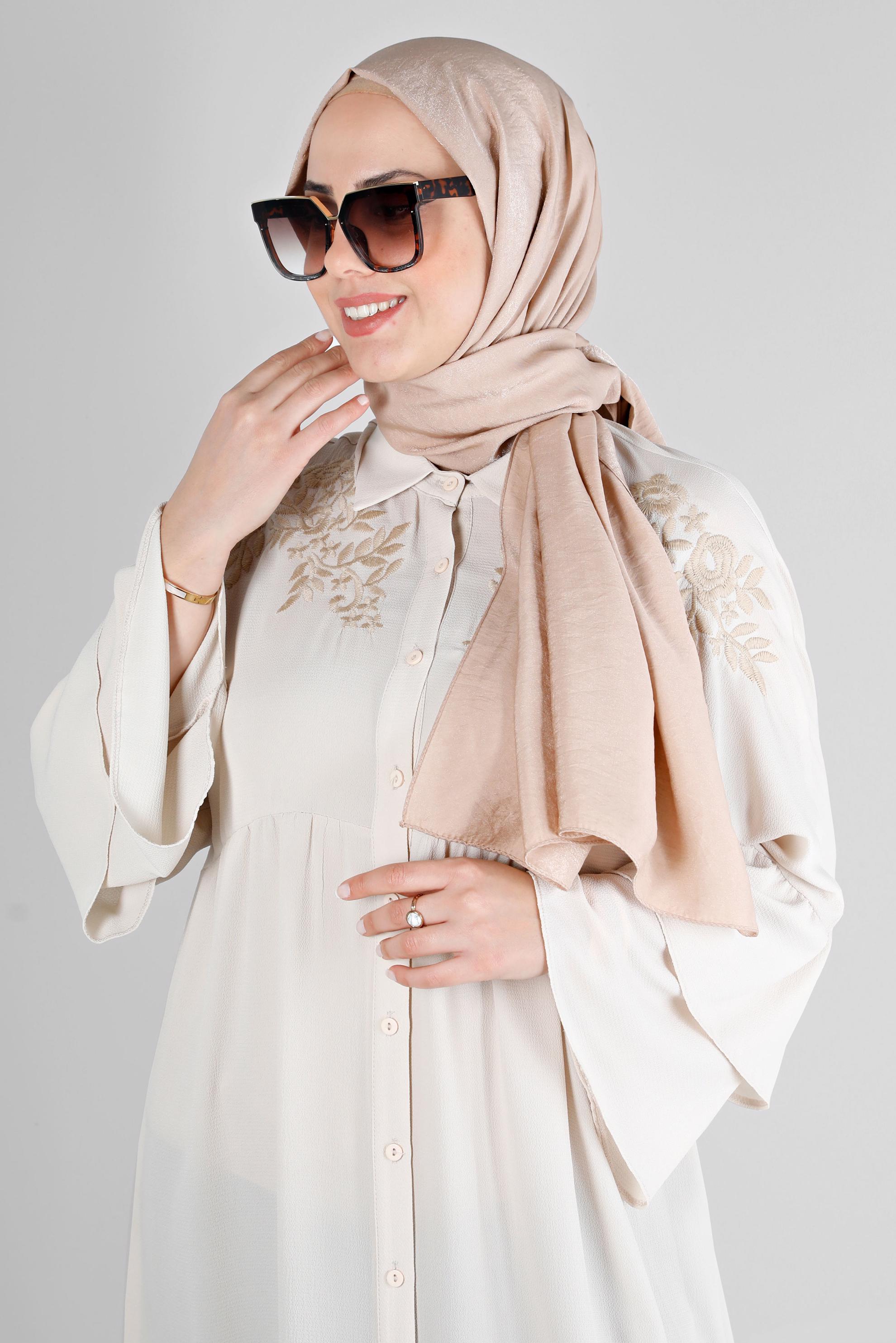Tesettür giyim BEJ ALVİNA YERLİ PAMUK ŞAL 8213 