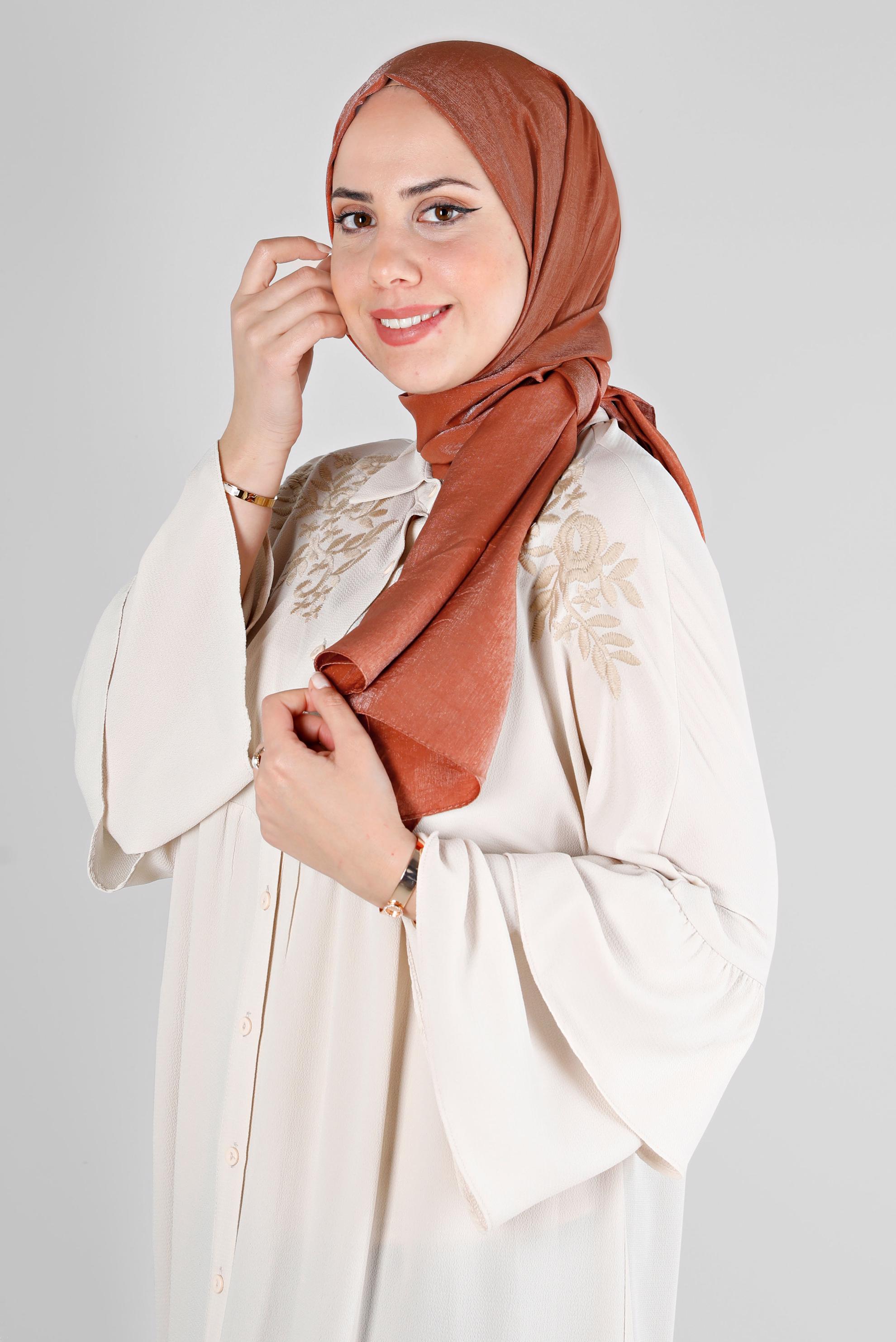 Tesettür giyim TABA ALVİNA YERLİ PAMUK ŞAL 8213 