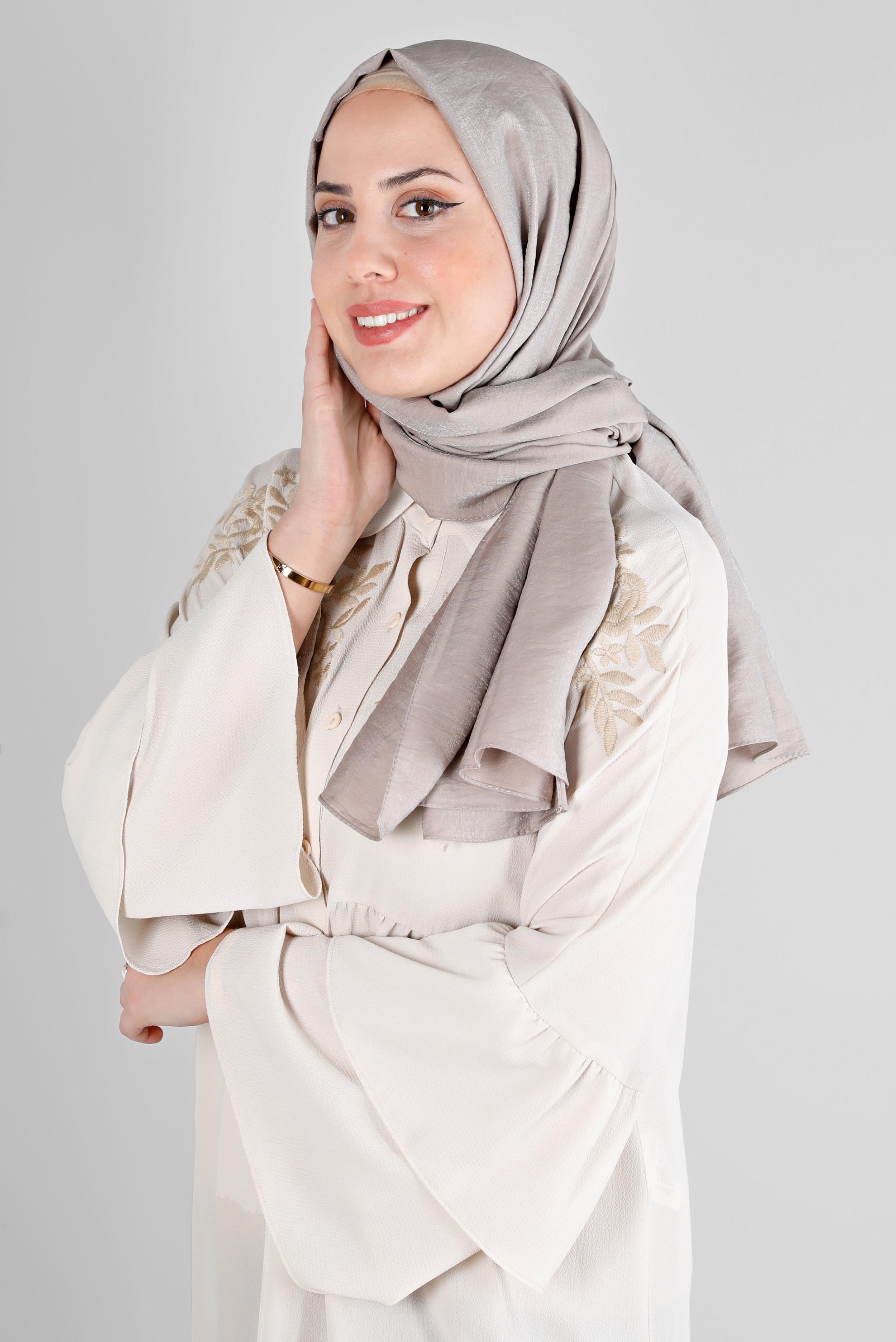 Tesettür giyim VİZON ALVİNA YERLİ PAMUK ŞAL 8213 