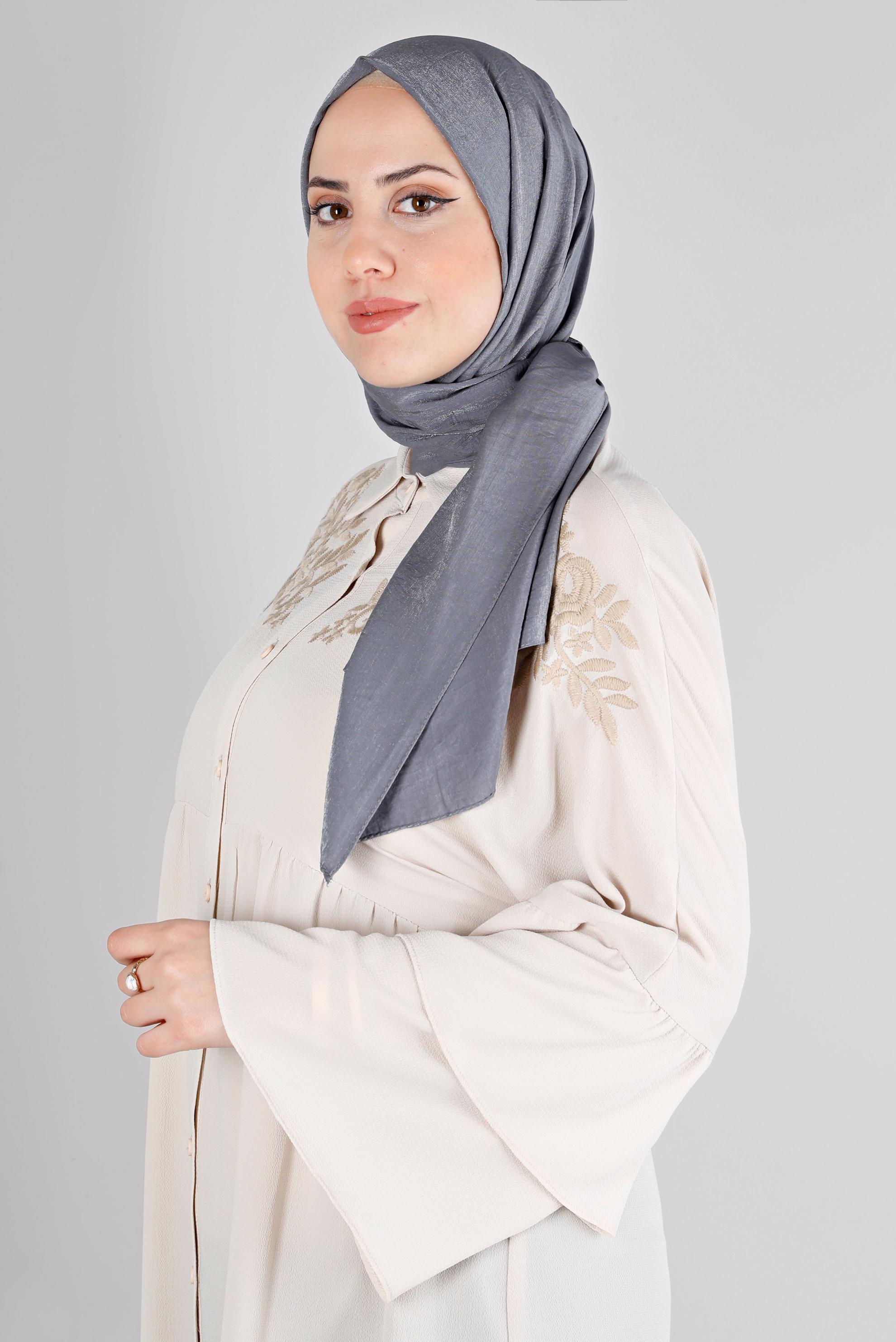Tesettür giyim GRİ ALVİNA YERLİ PAMUK ŞAL 8213 
