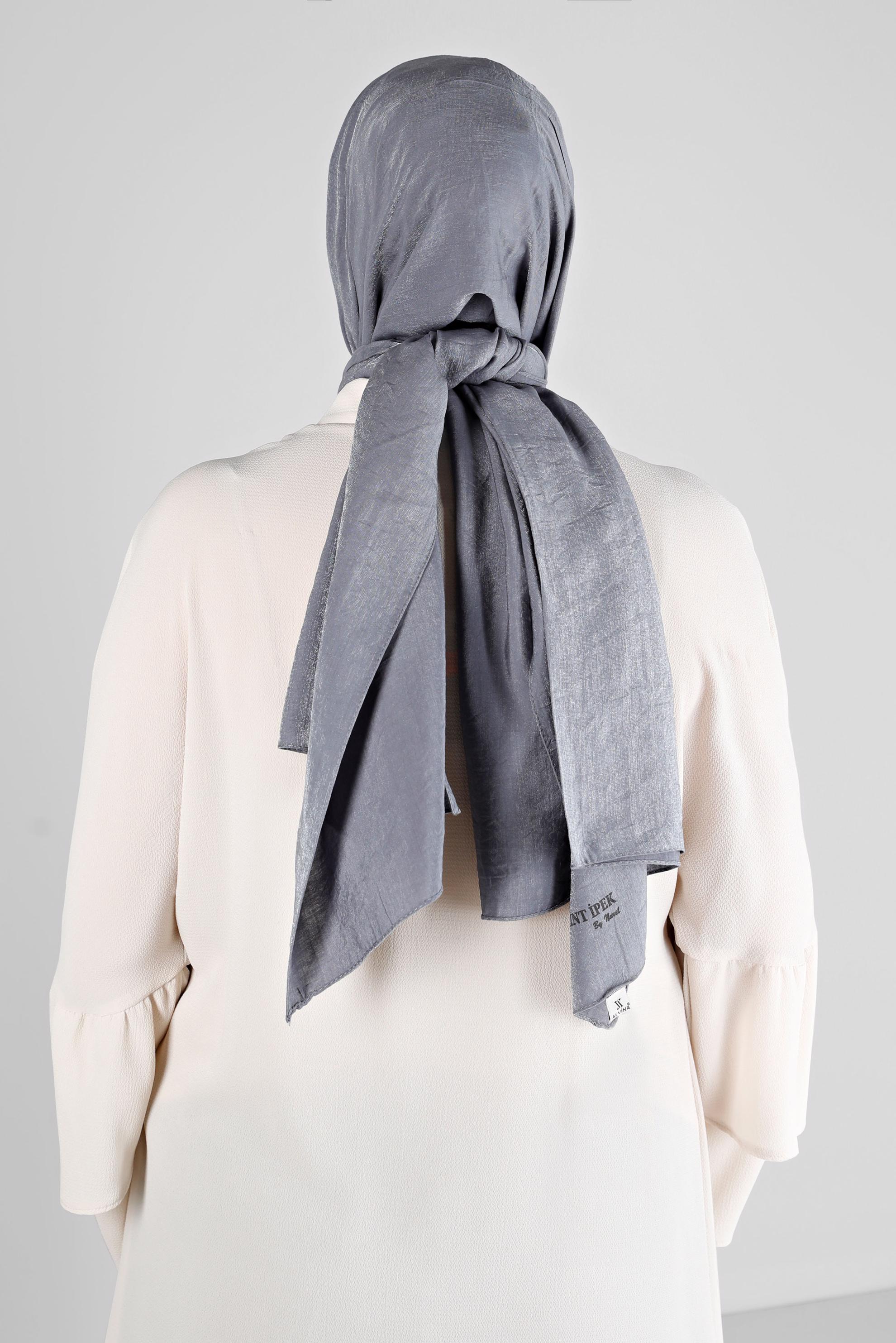 Tesettür giyim GRİ ALVİNA YERLİ PAMUK ŞAL 8213 