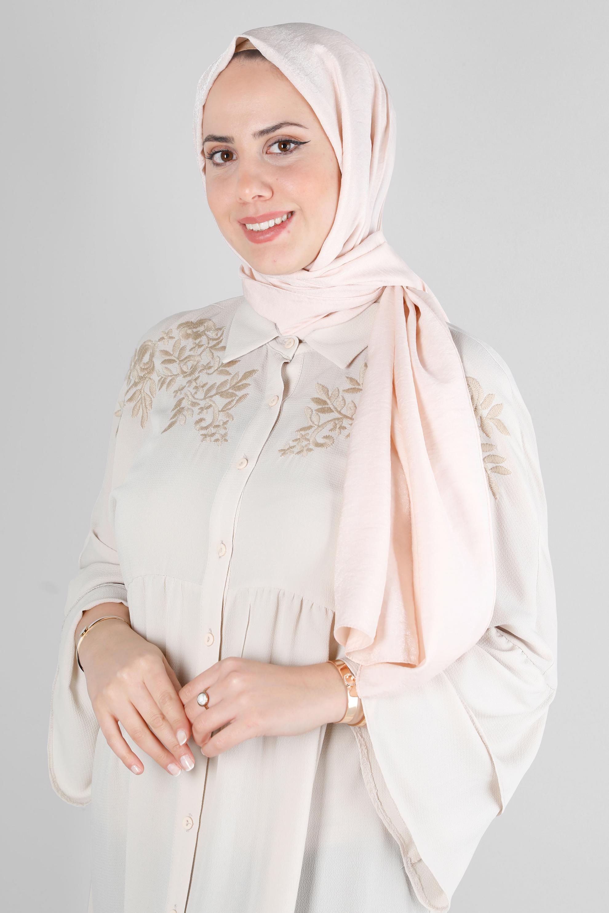 Tesettür giyim PUDRA ALVİNA YERLİ PAMUK ŞAL 8213 