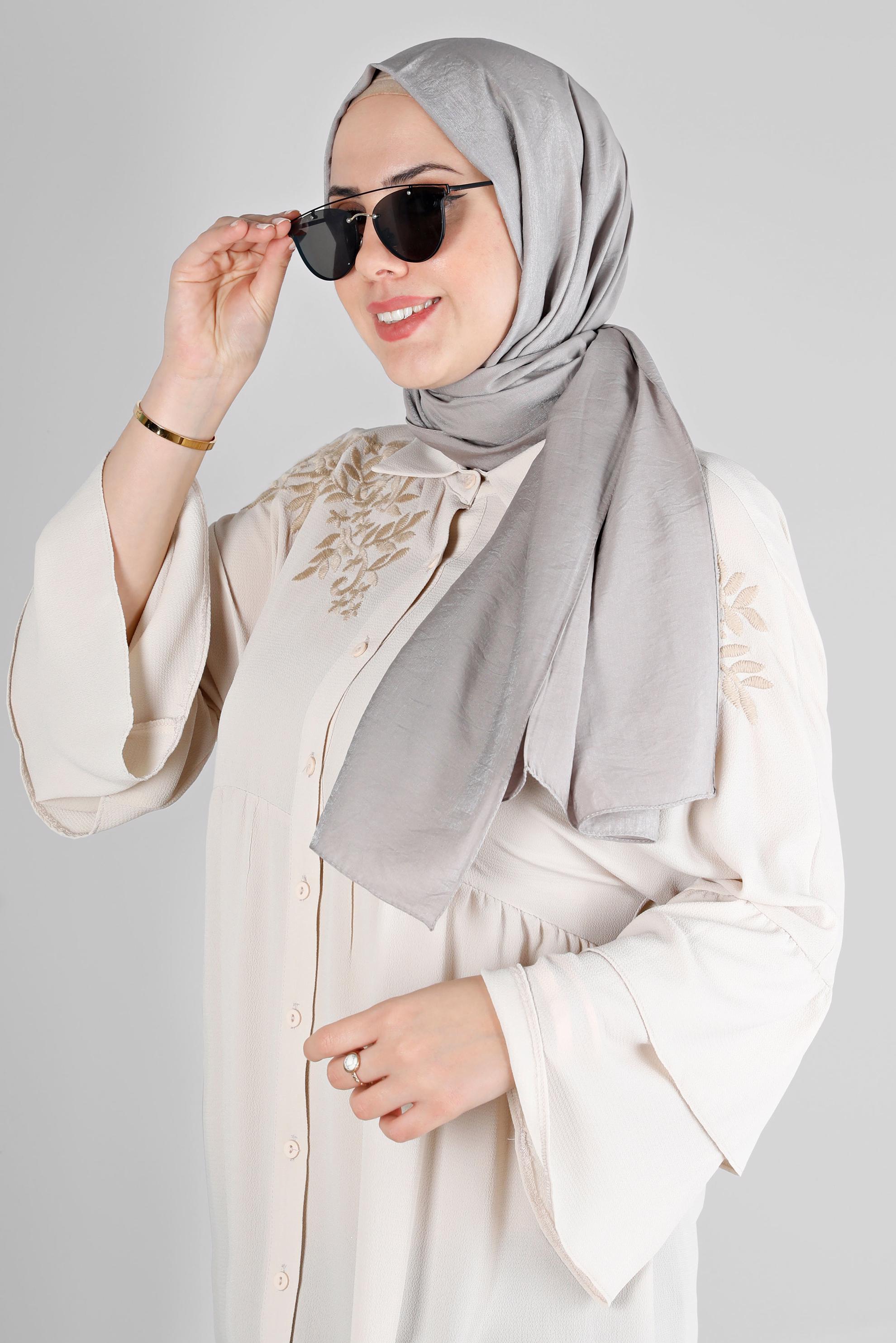 Tesettür giyim BEJ ALVİNA YERLİ PAMUK ŞAL 8213 