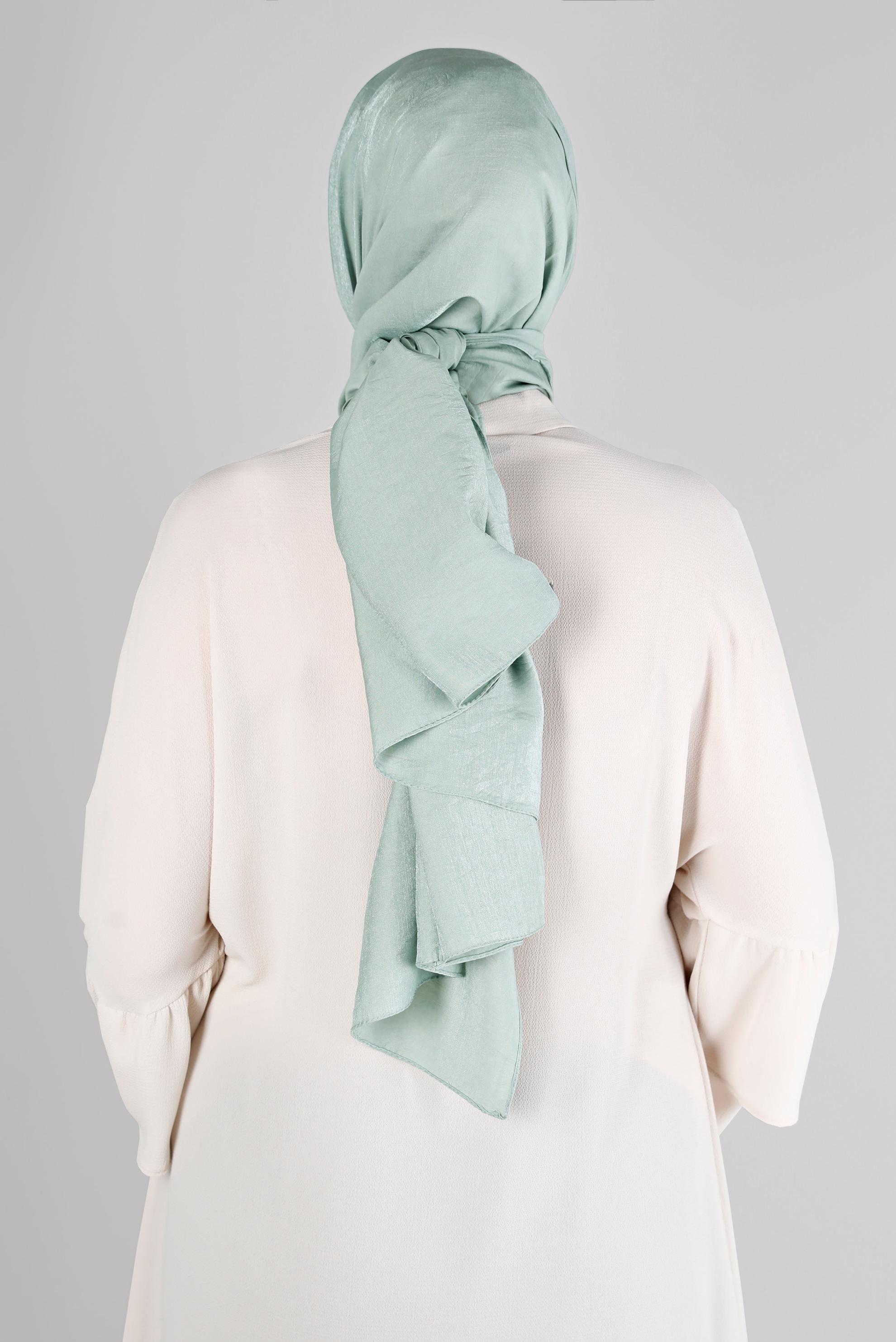 Tesettür giyim YEŞİL ALVİNA YERLİ PAMUK ŞAL 8213 