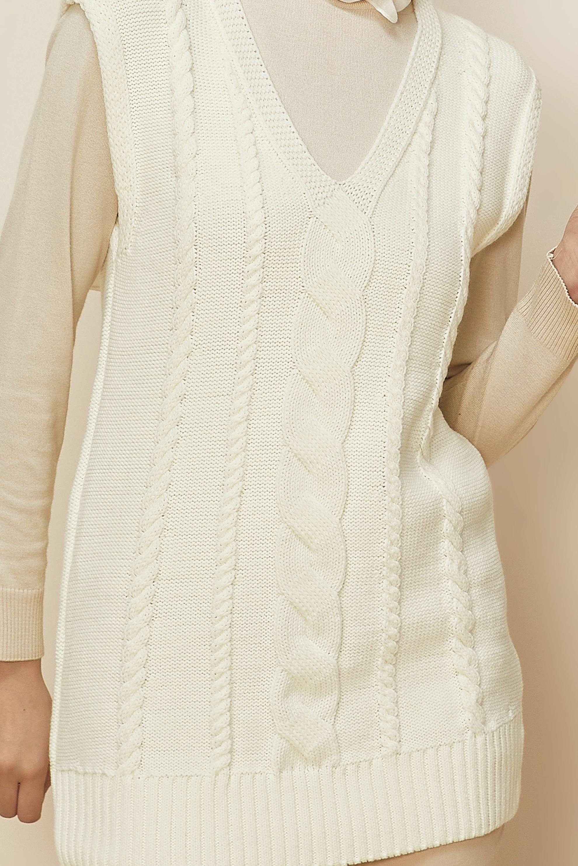 Vêtements hijab BLANC PULL EN MAILLE TORSADÊE 43122	