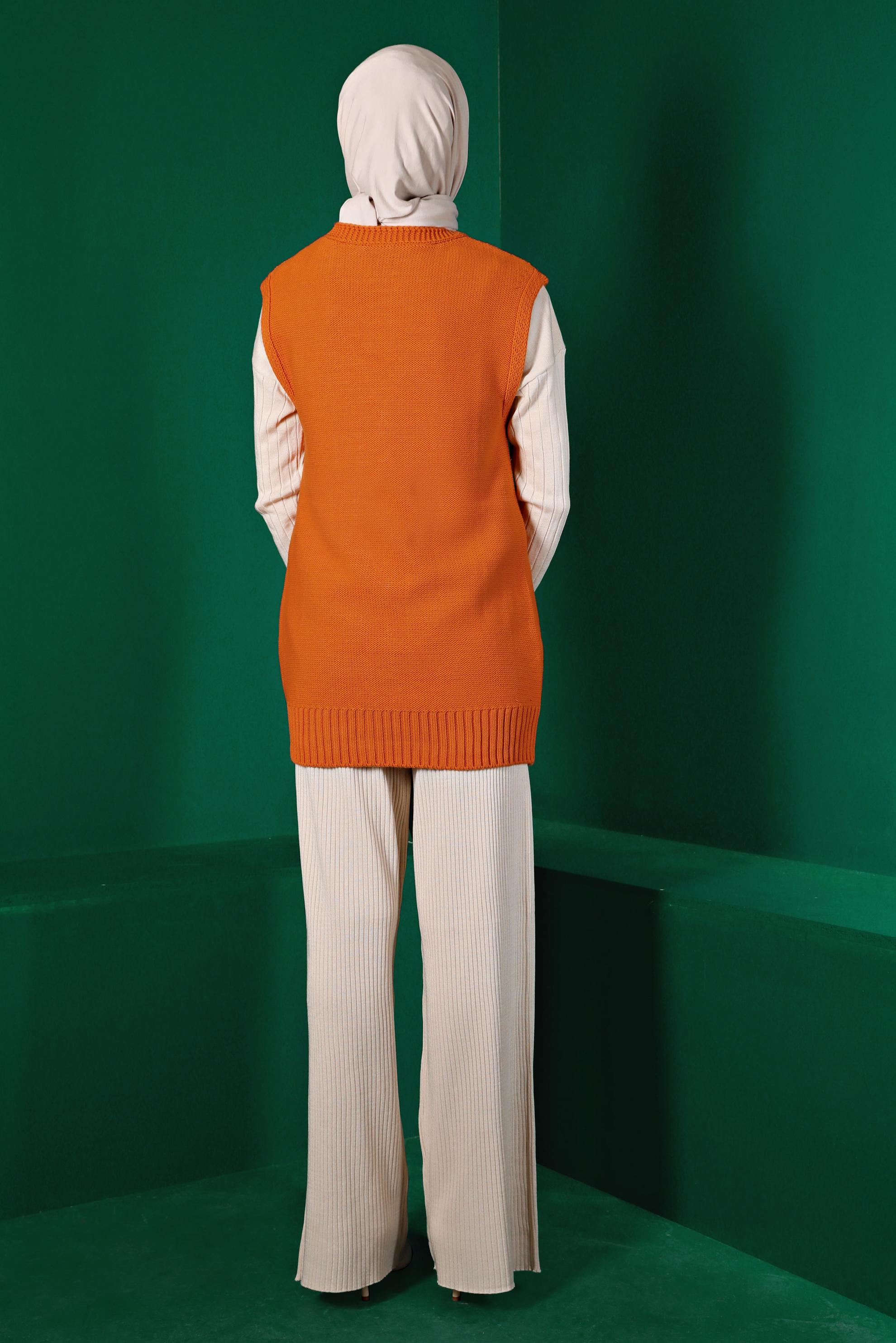 Vêtements hijab ORANGE PULL EN MAILLE TORSADÊE 43122	