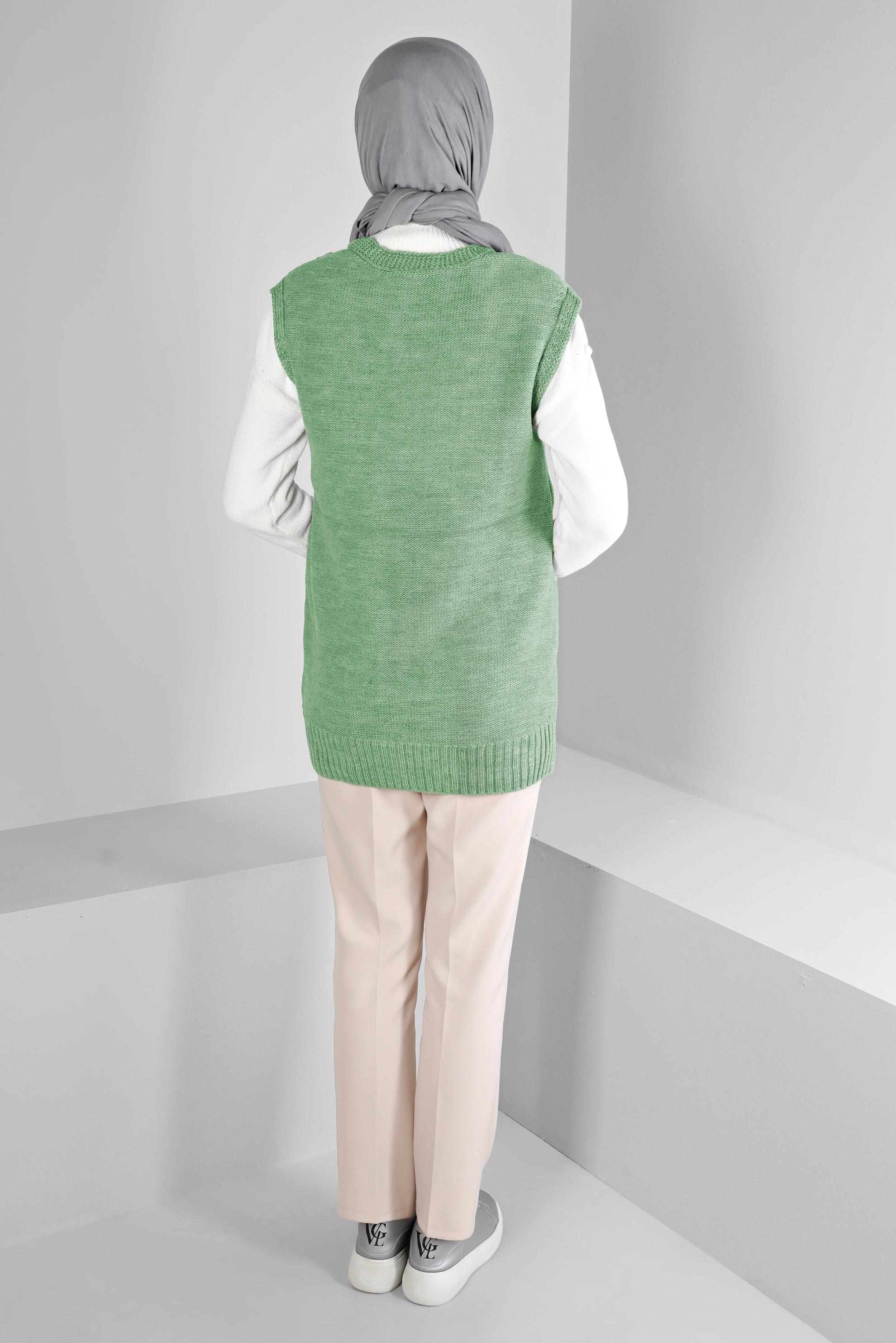 Vêtements hijab VERT PULL EN MAILLE TORSADÊE 43122	