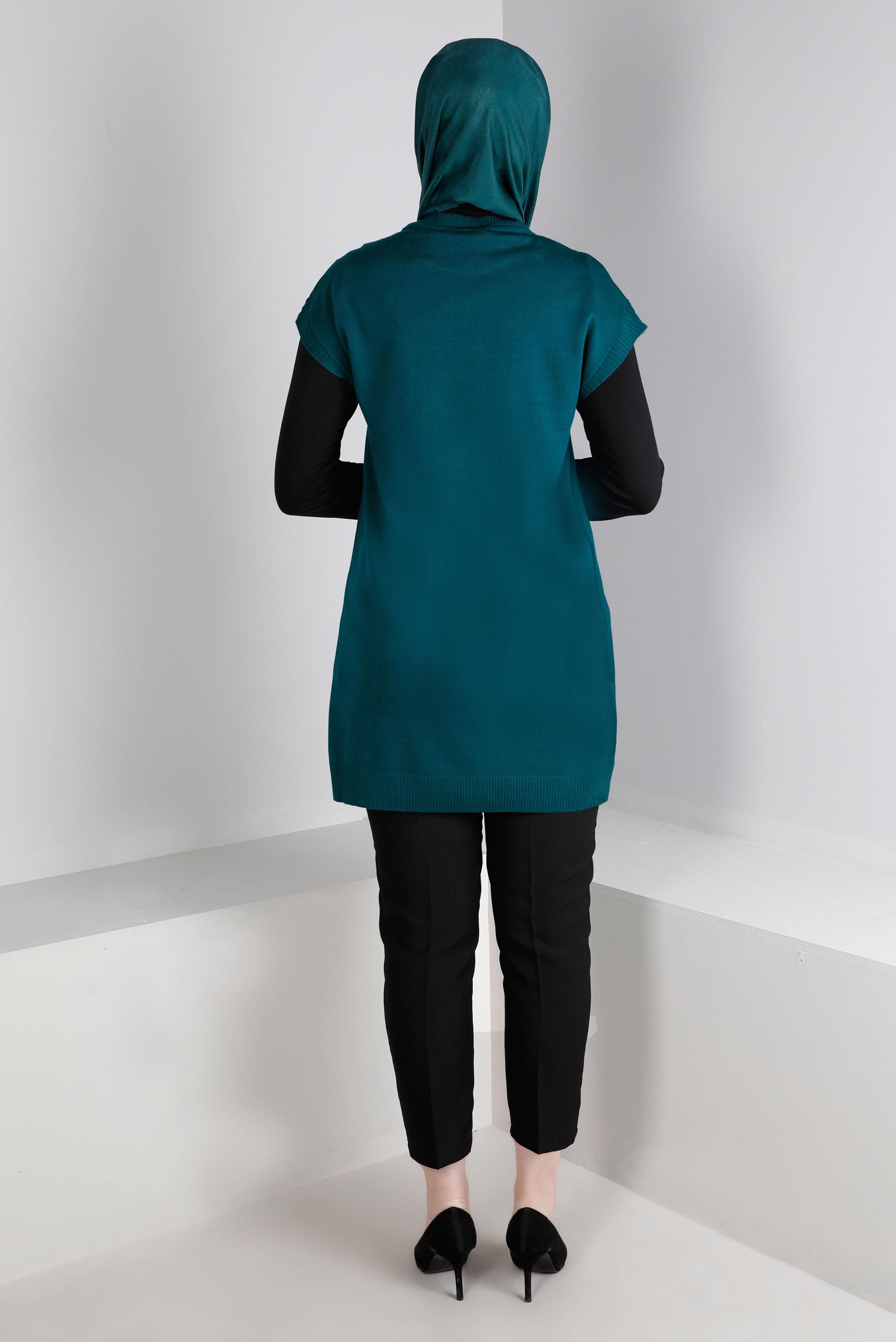 Tesettür giyim YEŞİL TAŞ DETAYLI TRİKO SÜVETER 43124