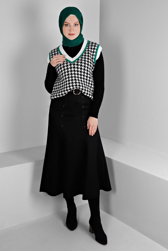 Tesettür giyim  KAZAYAĞI DESENLİ TRİKO SÜVETER 43144 - ALVİNA