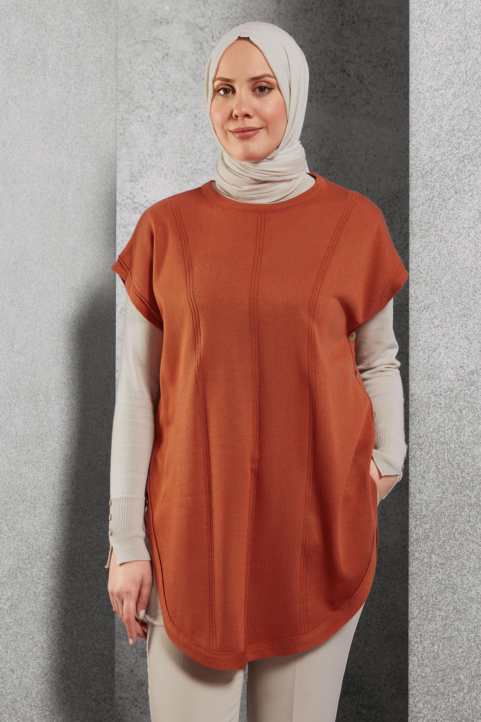 Tesettür giyim TURUNCU TRİKO SÜVETER 43211