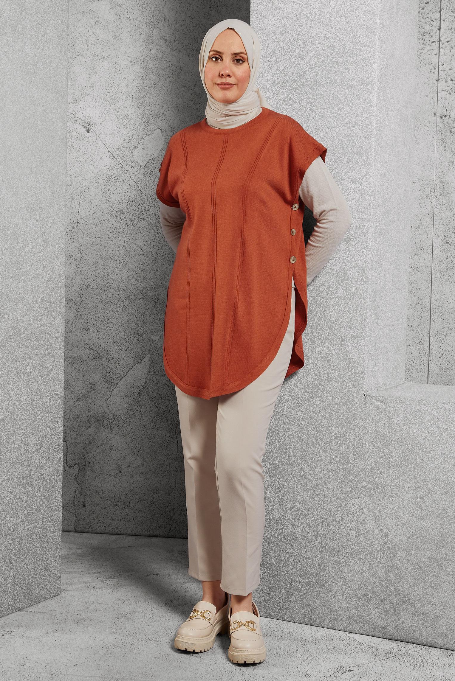 Tesettür giyim TURUNCU TRİKO SÜVETER 43211