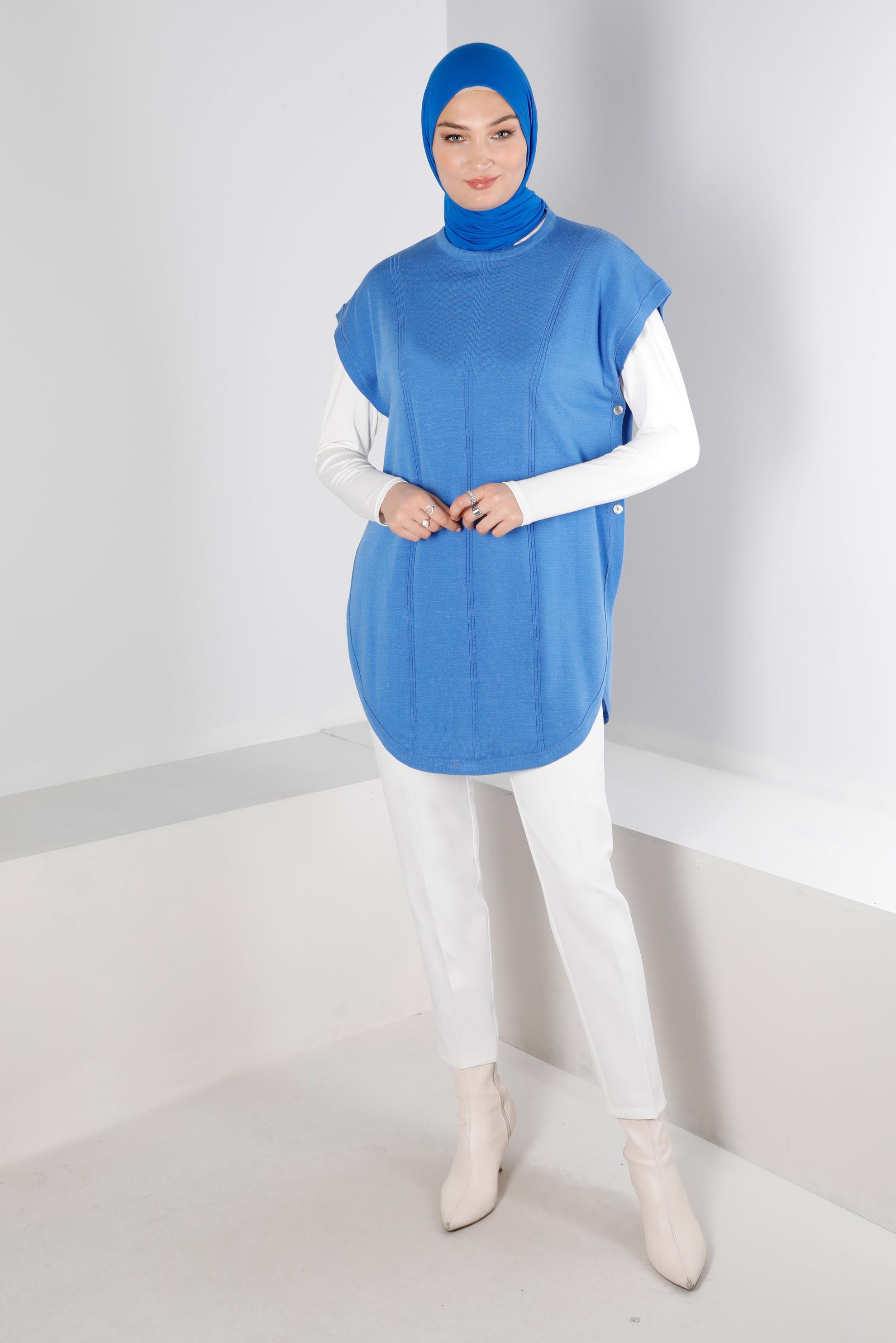 Tesettür giyim MAVİ TRİKO SÜVETER 43211