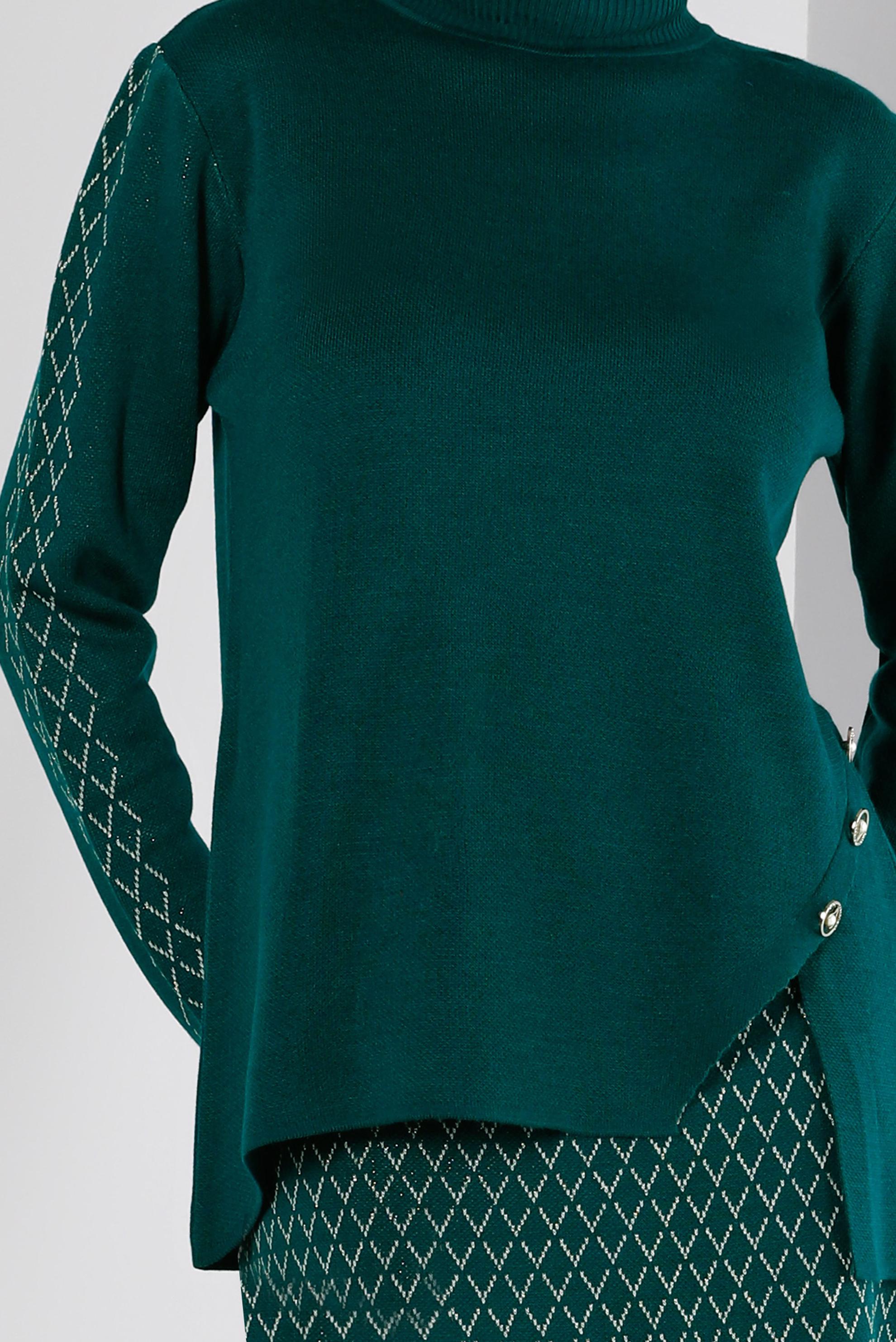 Vêtements hijab VERT COSTUME AVEC JUPE EN MAILLE À MOTIFS 43219