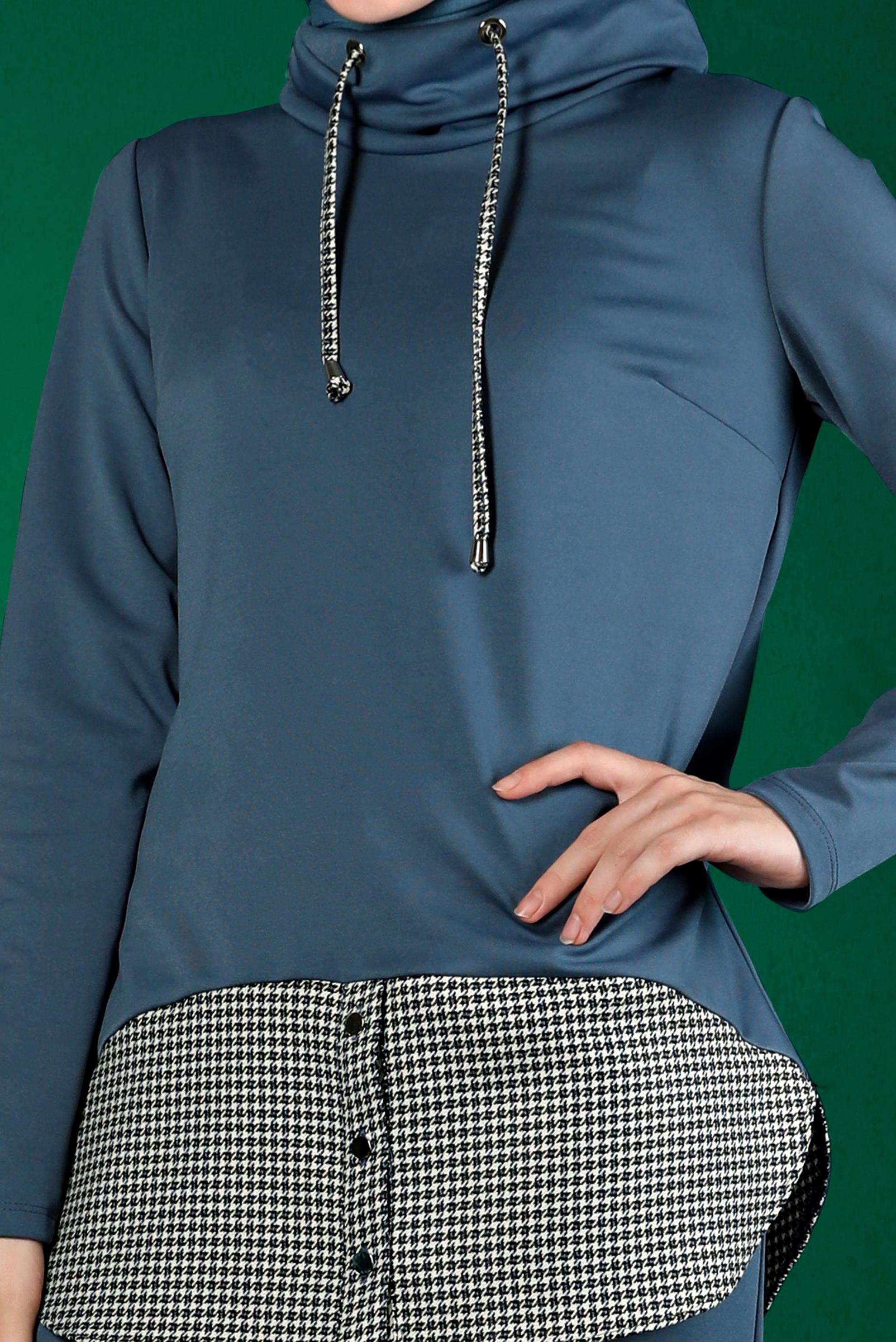 Vêtements hijab BLEU MARINE DÉTAIL CHEMISE COSTUME JUPE 2 PIÈCES 43413