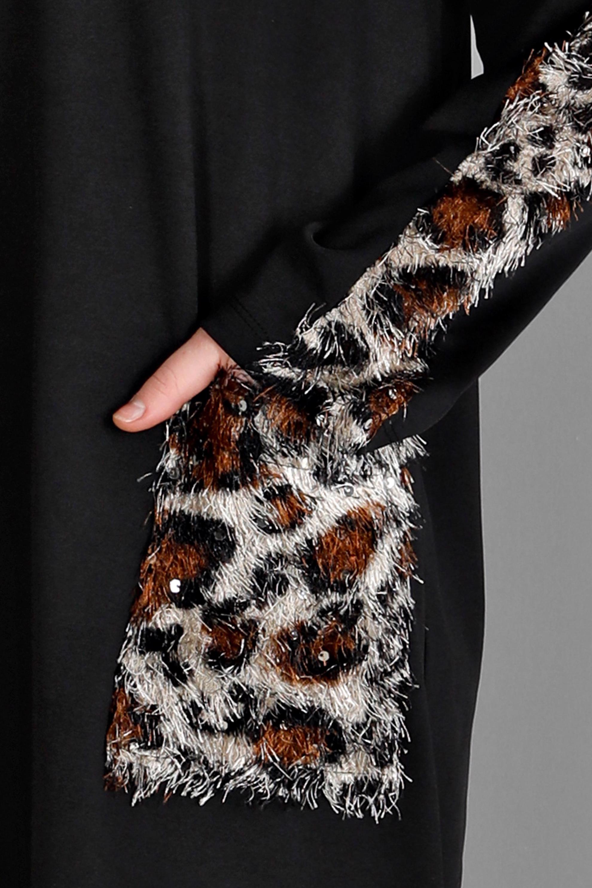 Tesettür giyim SİYAH LEOPAR DESENLİ TÜYLÜ PANTOLON TAKIMI 20302 