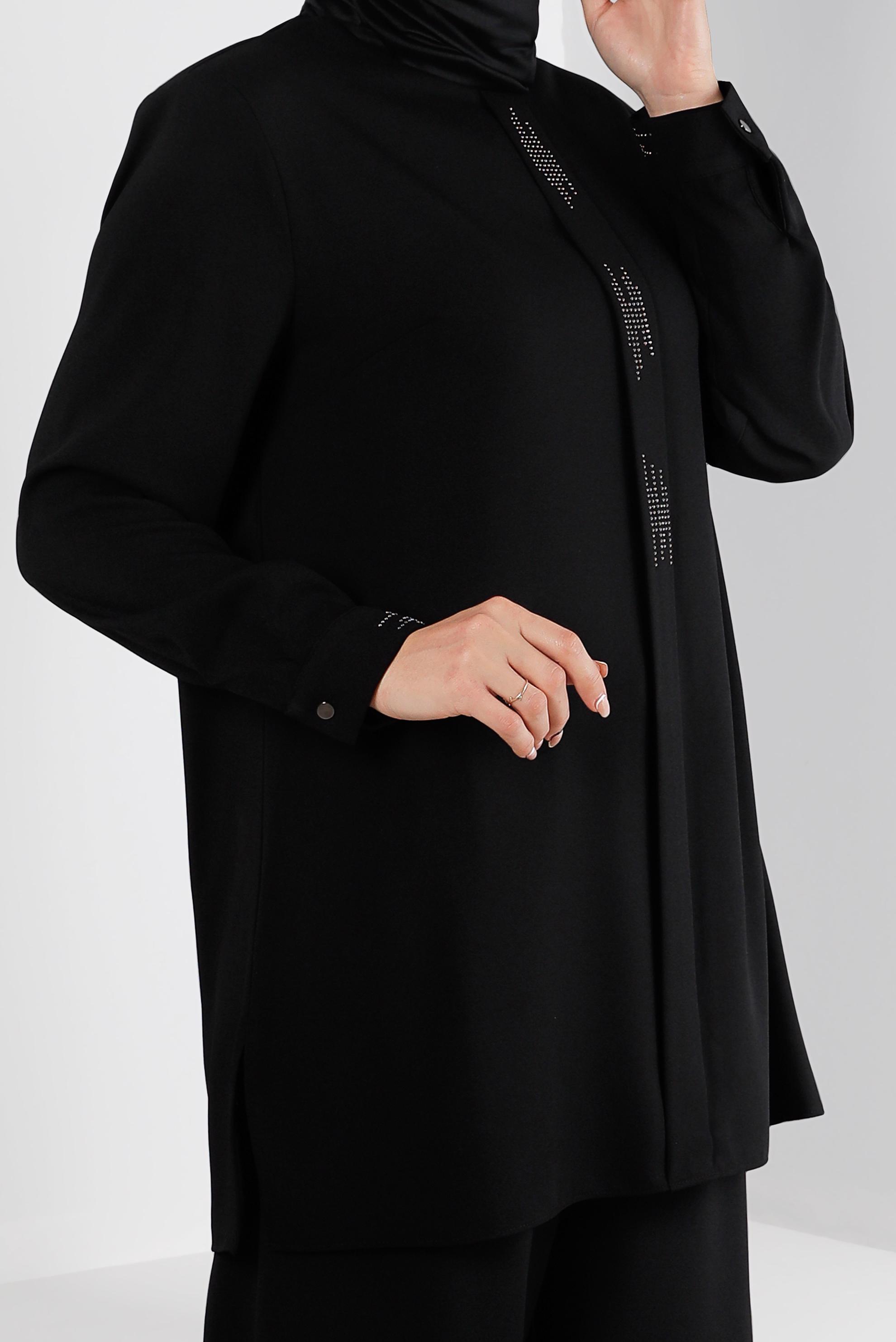 Hijab clothing BLACK BUTTONED PANT SUIT SET 2-PIECE 20316