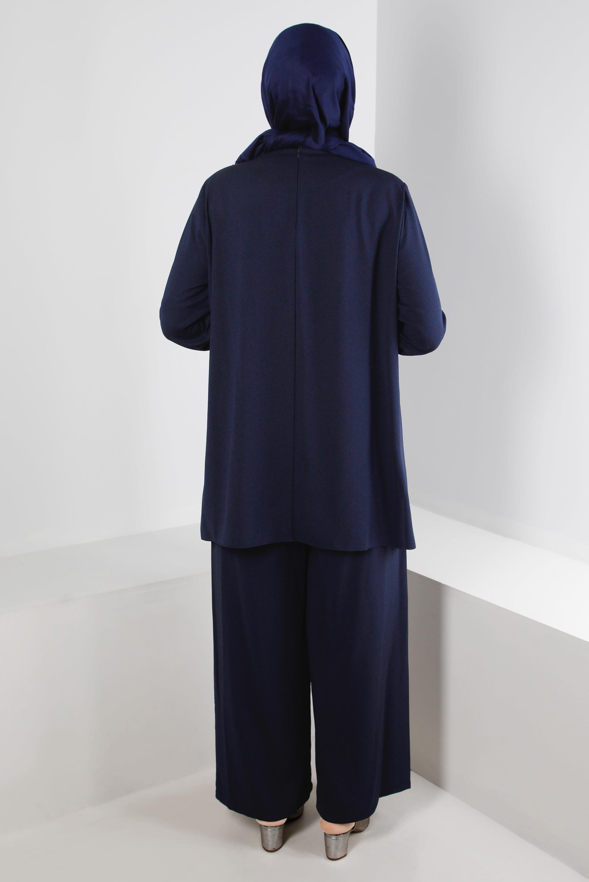 Vêtements hijab BLEU MARINE ENSEMBLE 2 PIÈCES À BOUTONS 20316