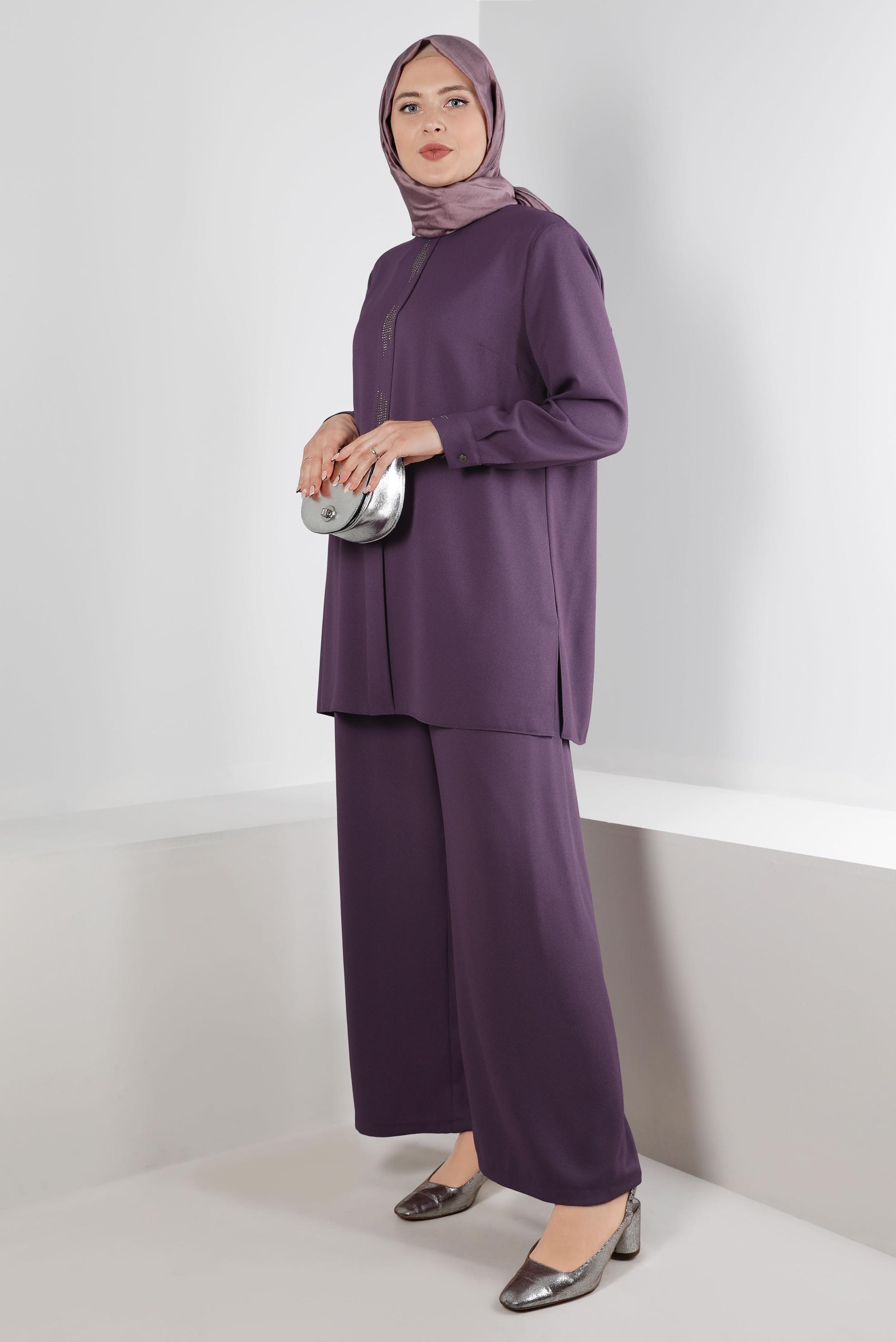 Vêtements hijab POURPRE ENSEMBLE 2 PIÈCES À BOUTONS 20316