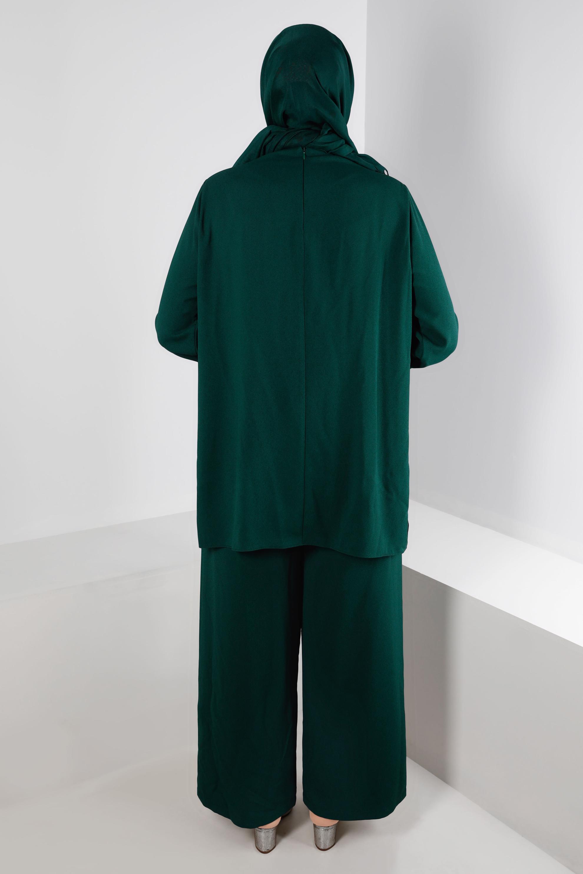 Hijab clothing GREEN BUTTONED PANT SUIT SET 2-PIECE 20316