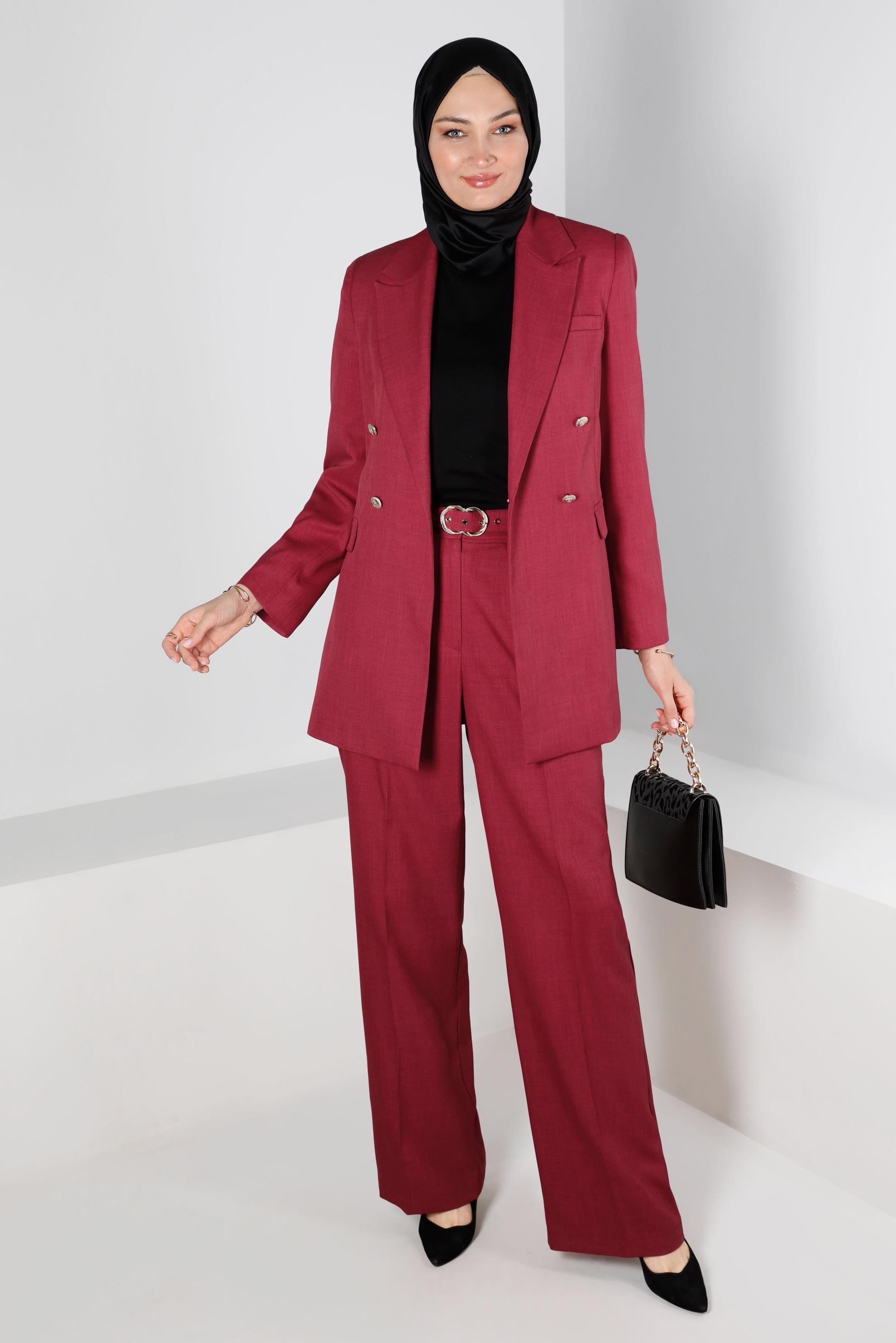 Tesettür giyim FUŞYA KLASİK İKİLİ PANTOLON TAKIMI 30300 