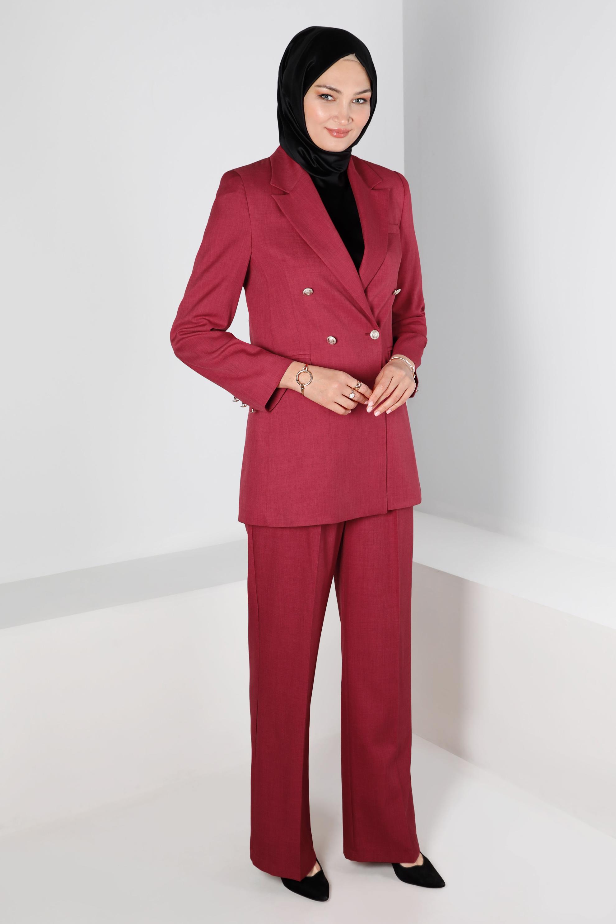 Tesettür giyim FUŞYA KLASİK İKİLİ PANTOLON TAKIMI 30300 