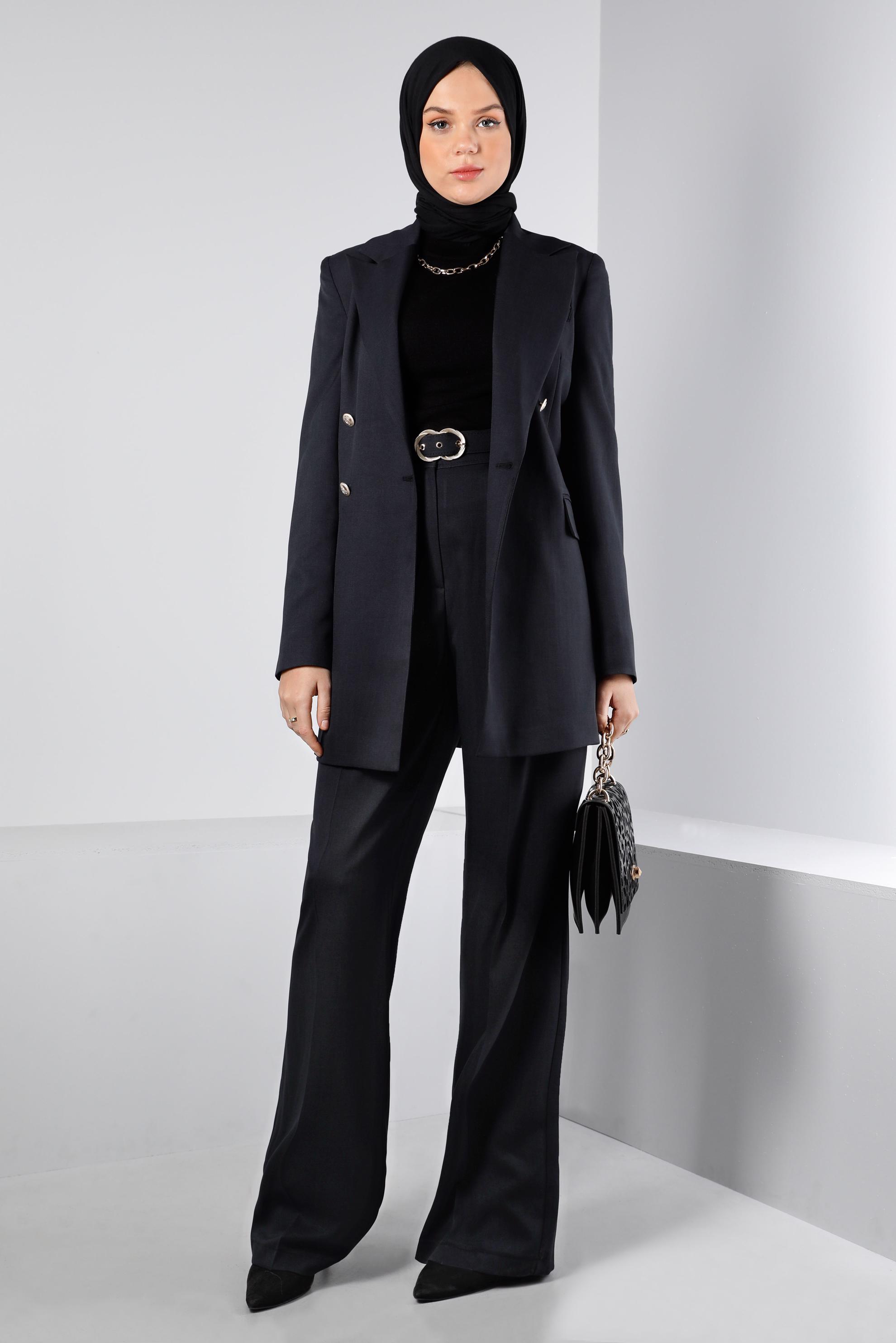 Tesettür giyim LACİVERT KLASİK İKİLİ PANTOLON TAKIMI 30300 