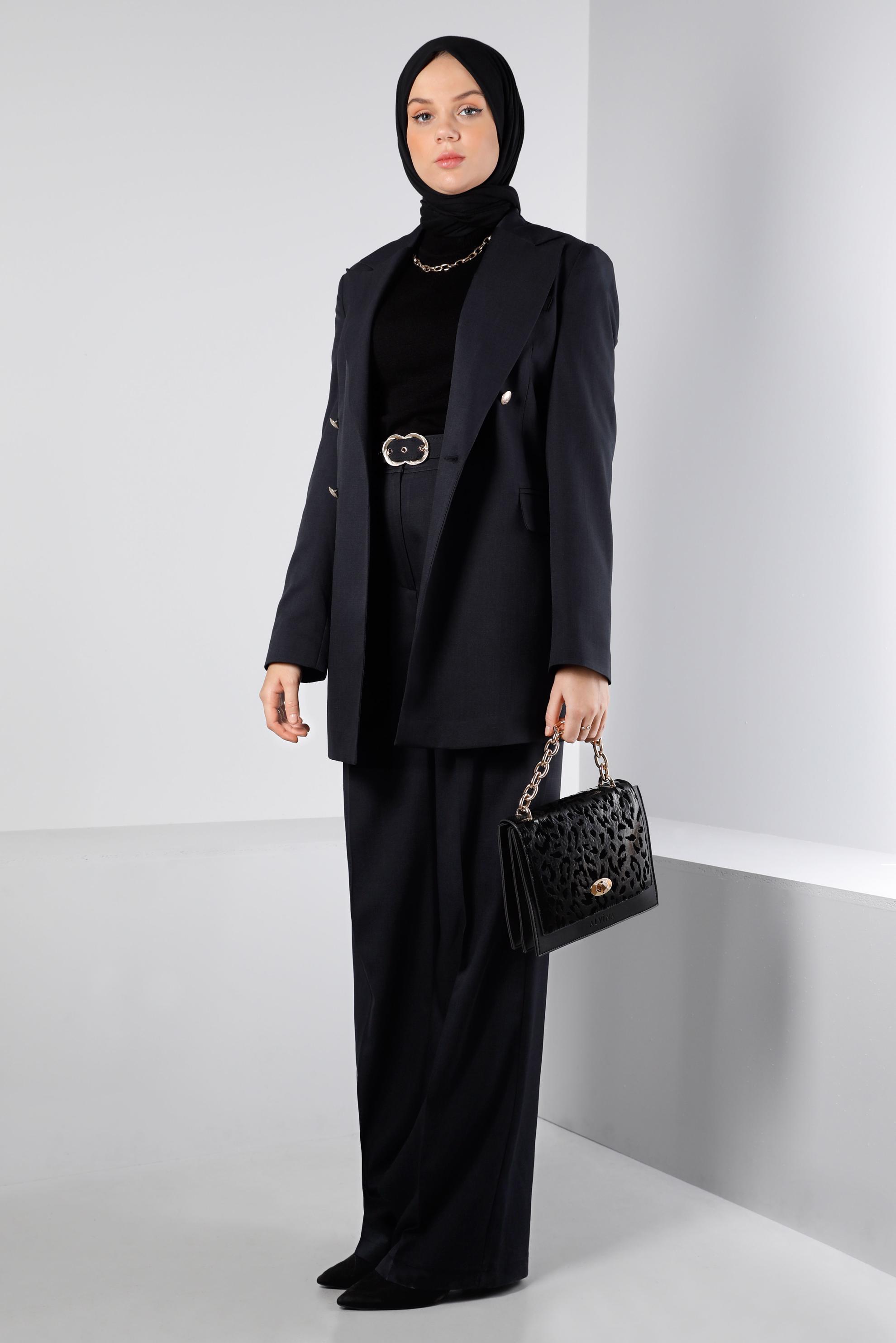 Tesettür giyim LACİVERT KLASİK İKİLİ PANTOLON TAKIMI 30300 