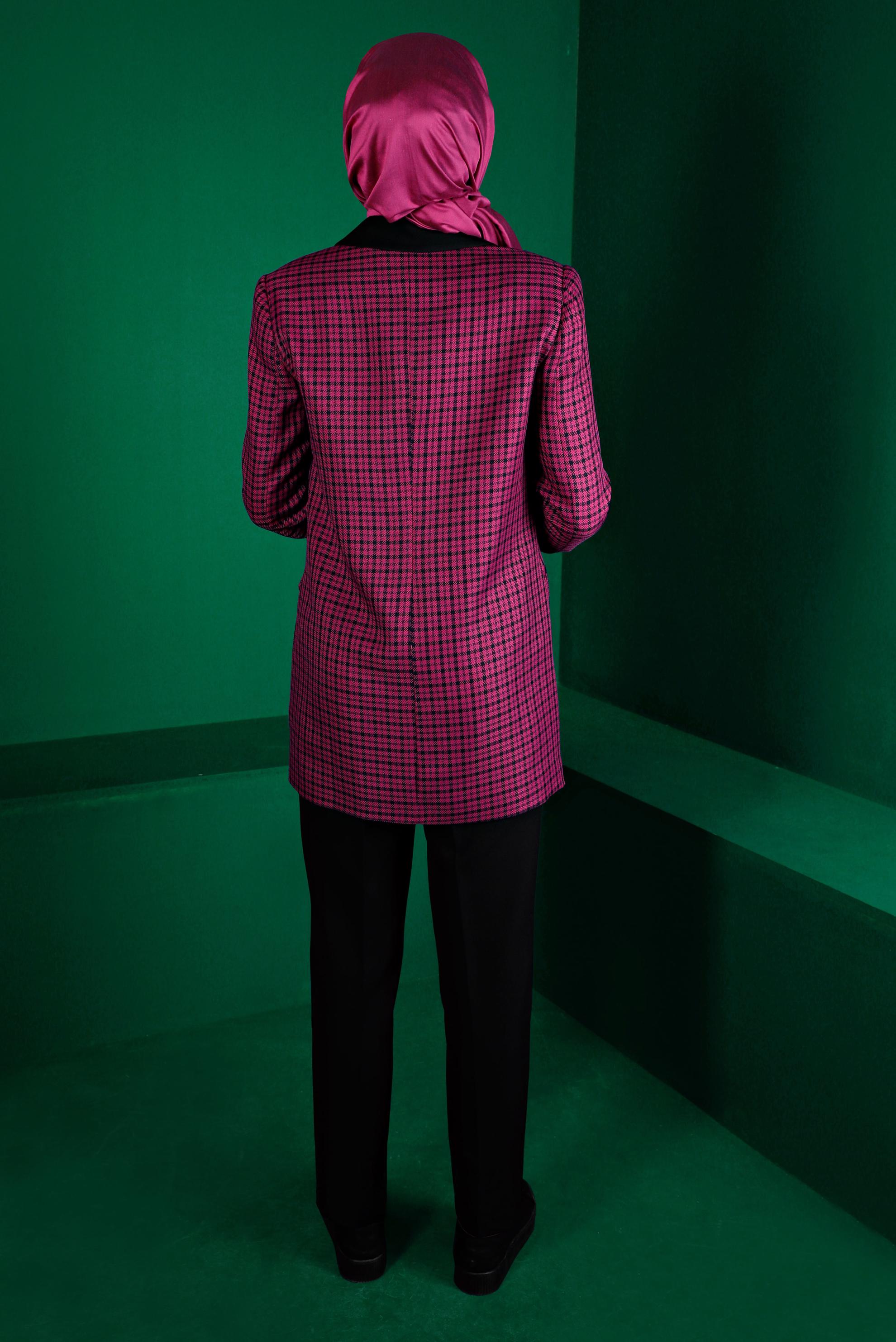 Vêtements hijab FUCHSIA ENSEMBLE PANTALON 2 PIÈCES À CARREAUX 30302