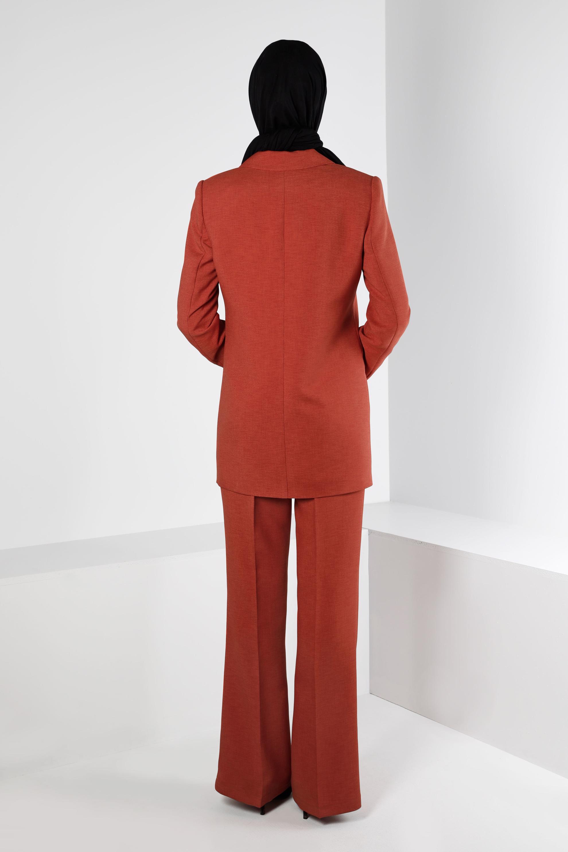 Tesettür giyim TURUNCU KLASİK PANTOLONLU TAKIM 30303