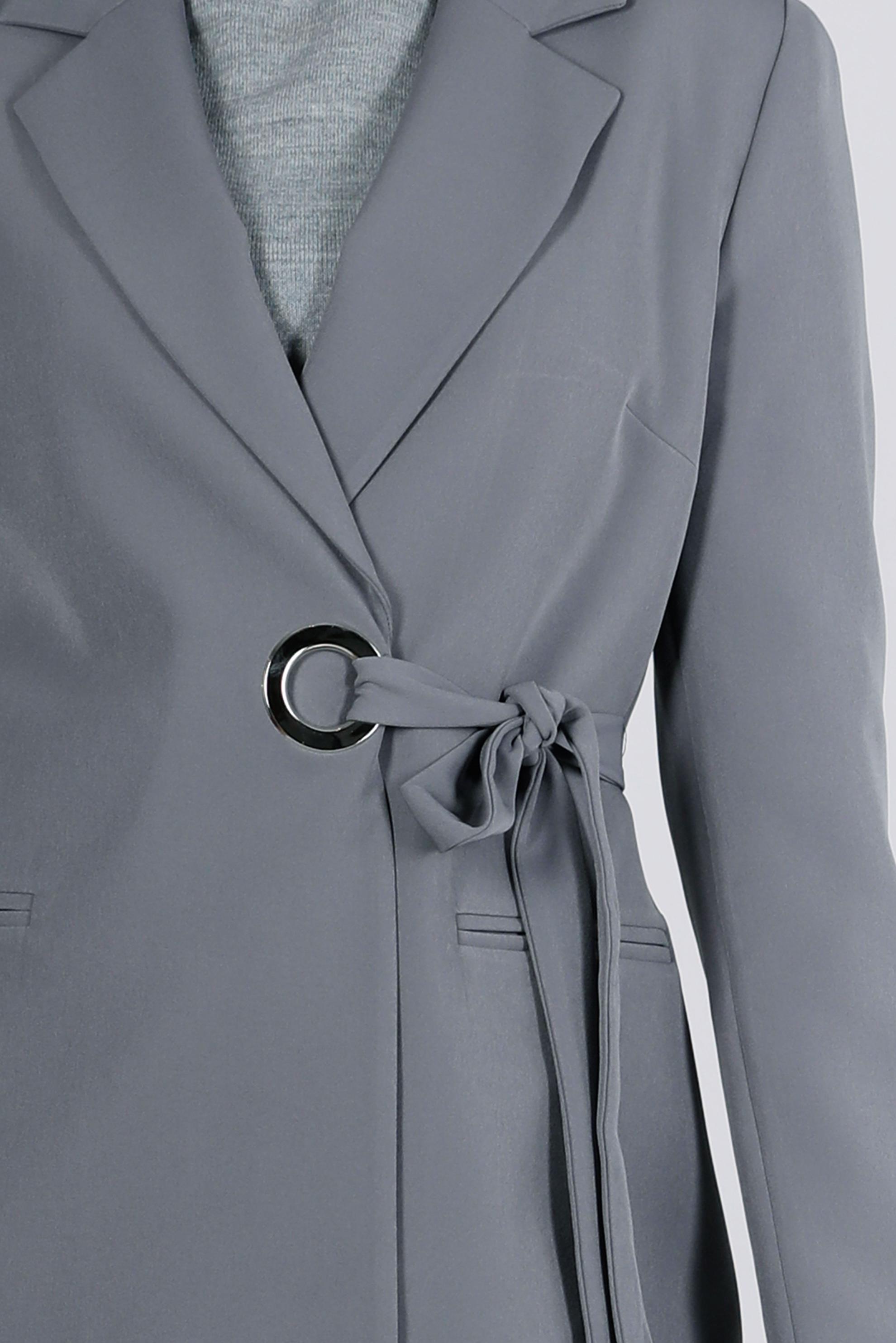 Tesettür giyim GRİ BAĞLAMA DETAYLI KLASİK İKİLİ PANT. TAKIM 30308 