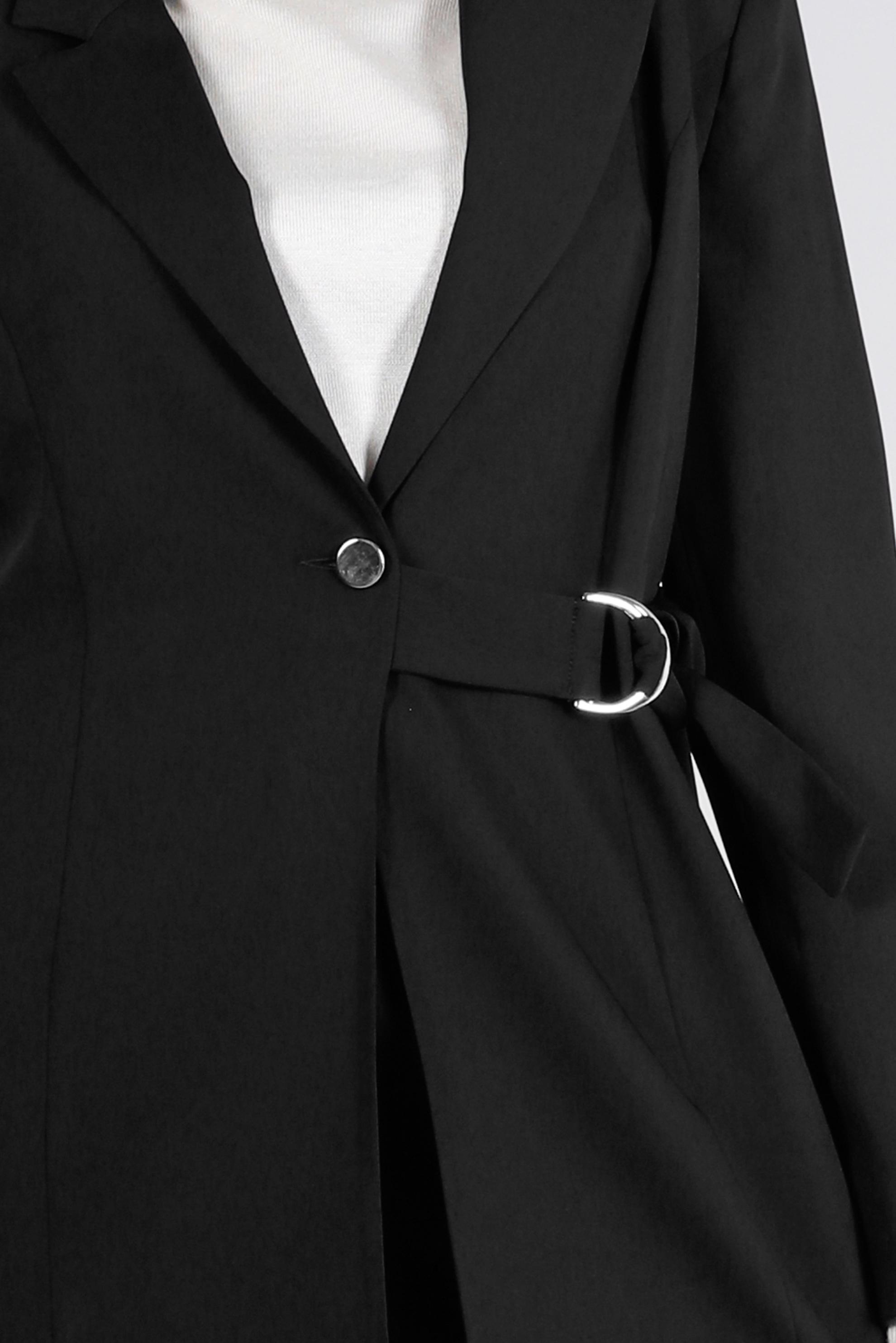 Tesettür giyim SİYAH KUŞAK DETAYLI DÜĞMELİ İKİLİ PANT. TAKIM 30309 