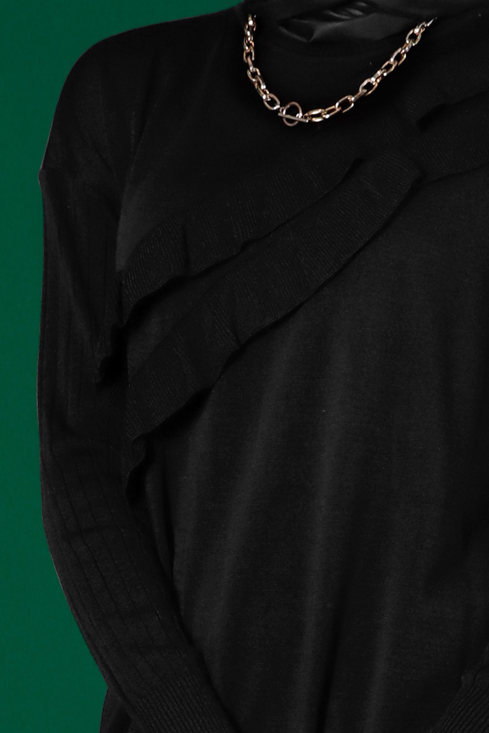 Tesettür giyim SİYAH FIRFIRLI İKİLİ TRİKO PANT. TAKIM 43217