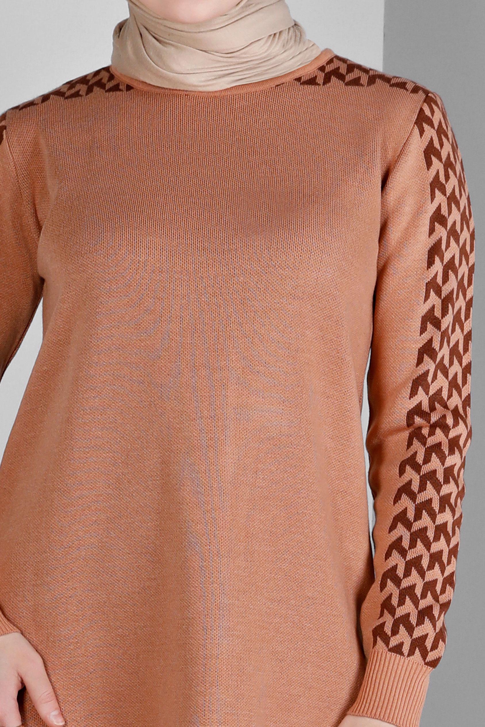 Tesettür giyim PUDRA DESENLİ İKİLİ TRİKO PANT. TAKIM 43222