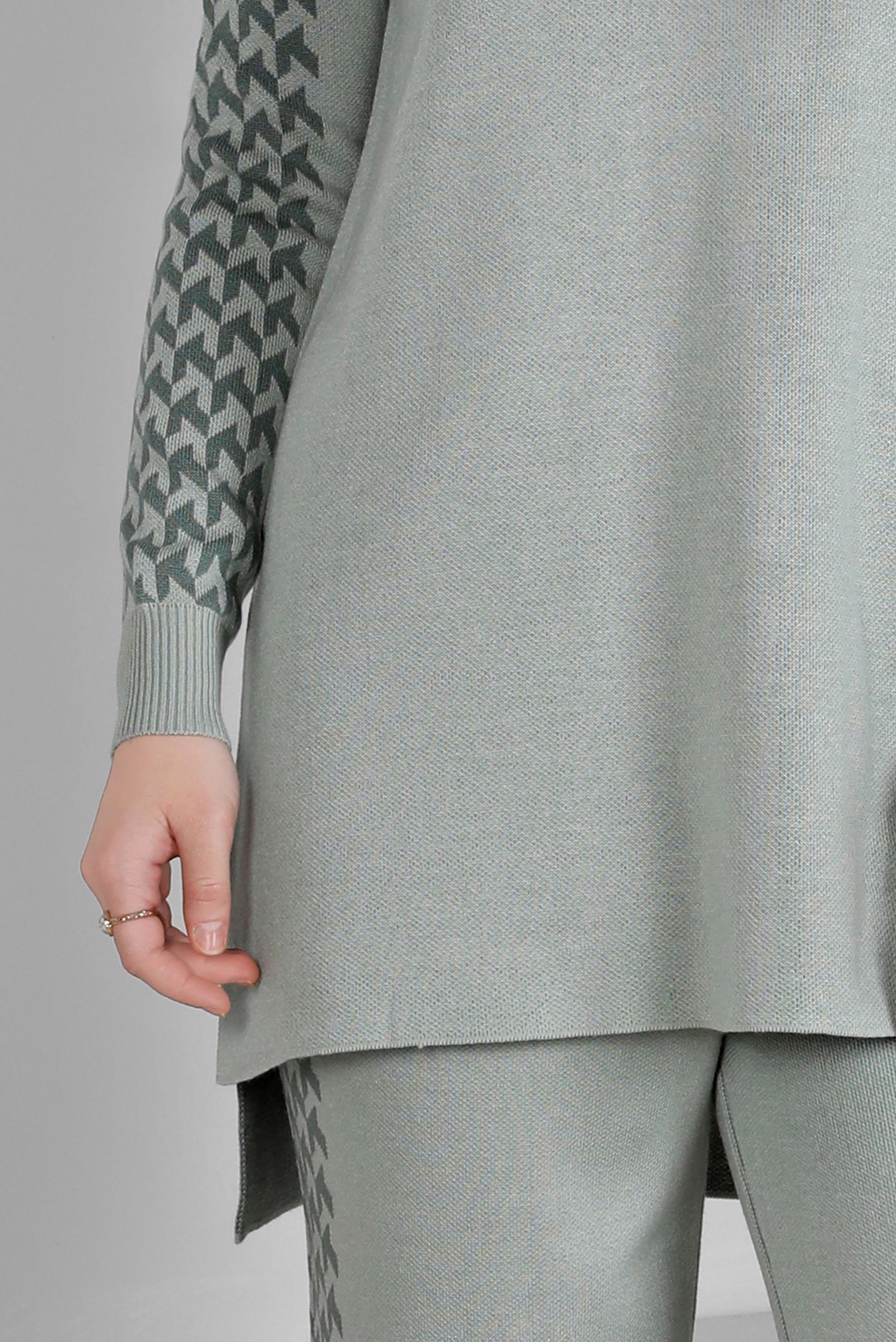 Tesettür giyim YEŞİL DESENLİ İKİLİ TRİKO PANT. TAKIM 43222