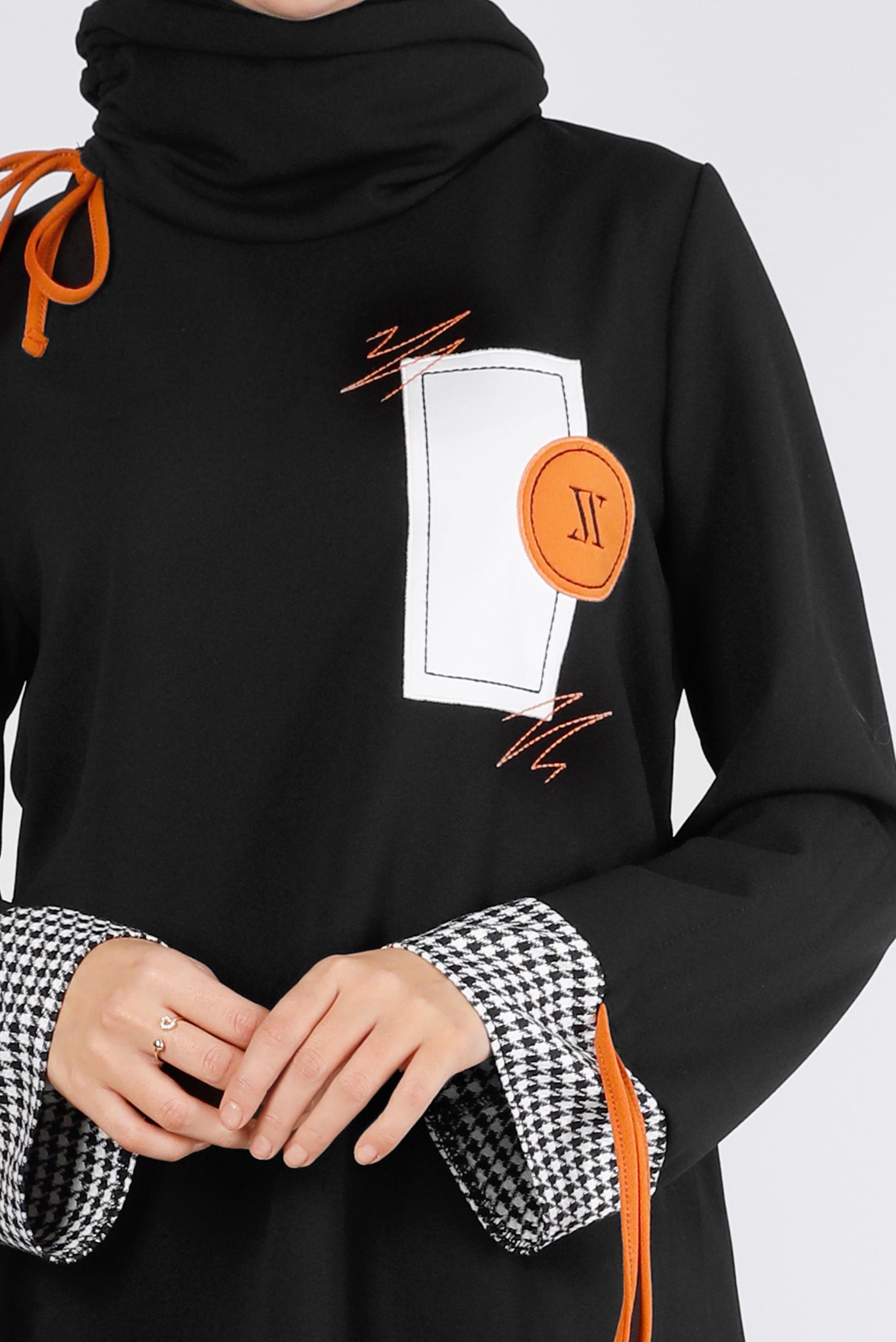 Tesettür giyim SİYAH BAĞCIK VE KAZAYAĞI DETAYLI İKİLİ TAKIM 43268