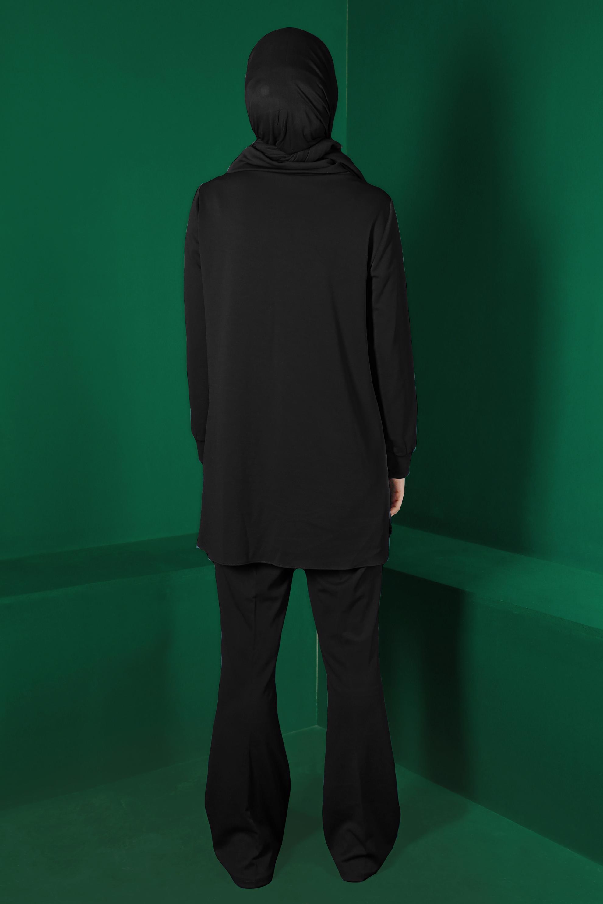 Tesettür giyim SİYAH CEP DETAYLI İKİLİ PANT. TAKIM 43387