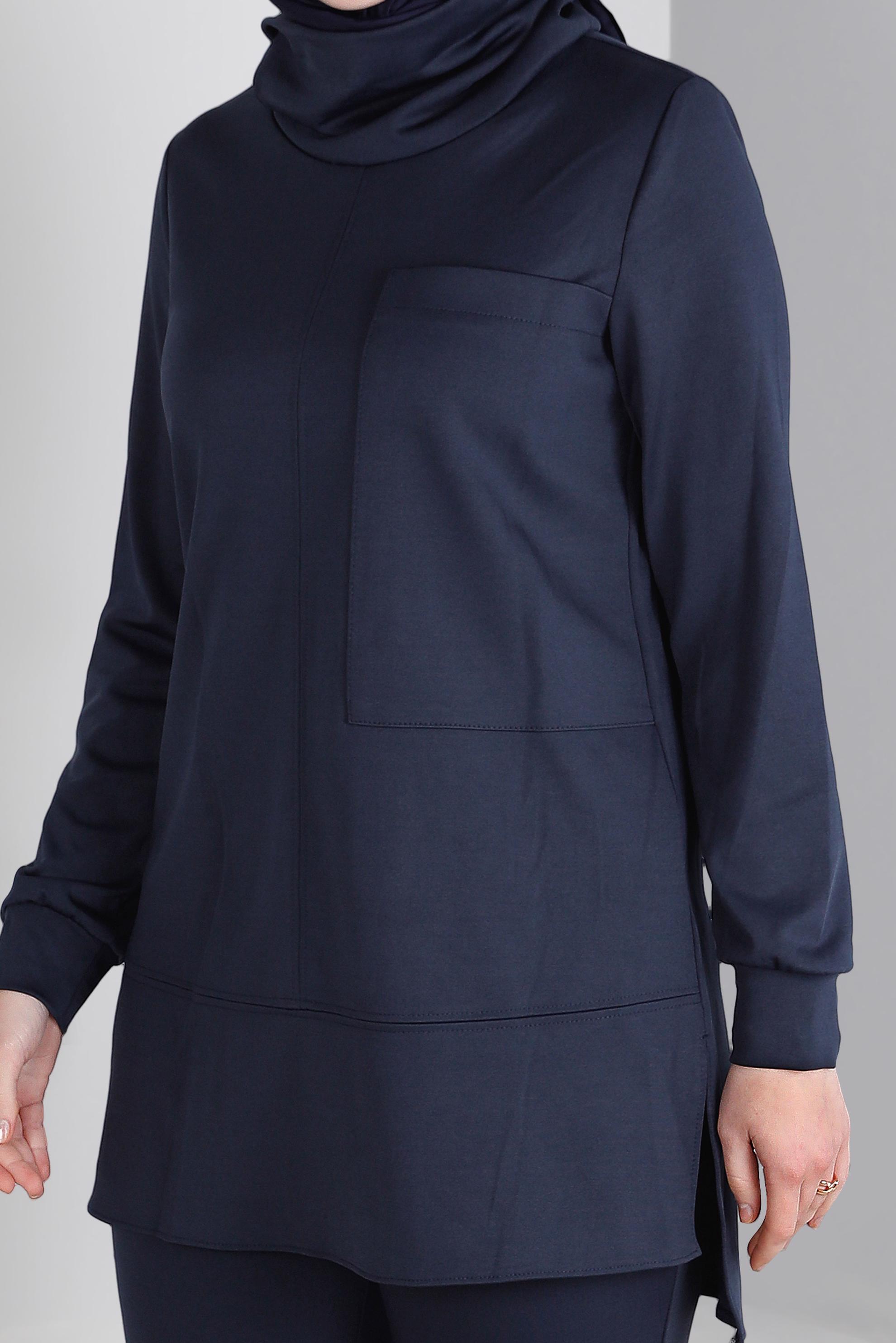 Vêtements hijab BLEU MARINE ENSEMBLE PANTALON 2 PIÈCES DÉTAIL POCHE 43387