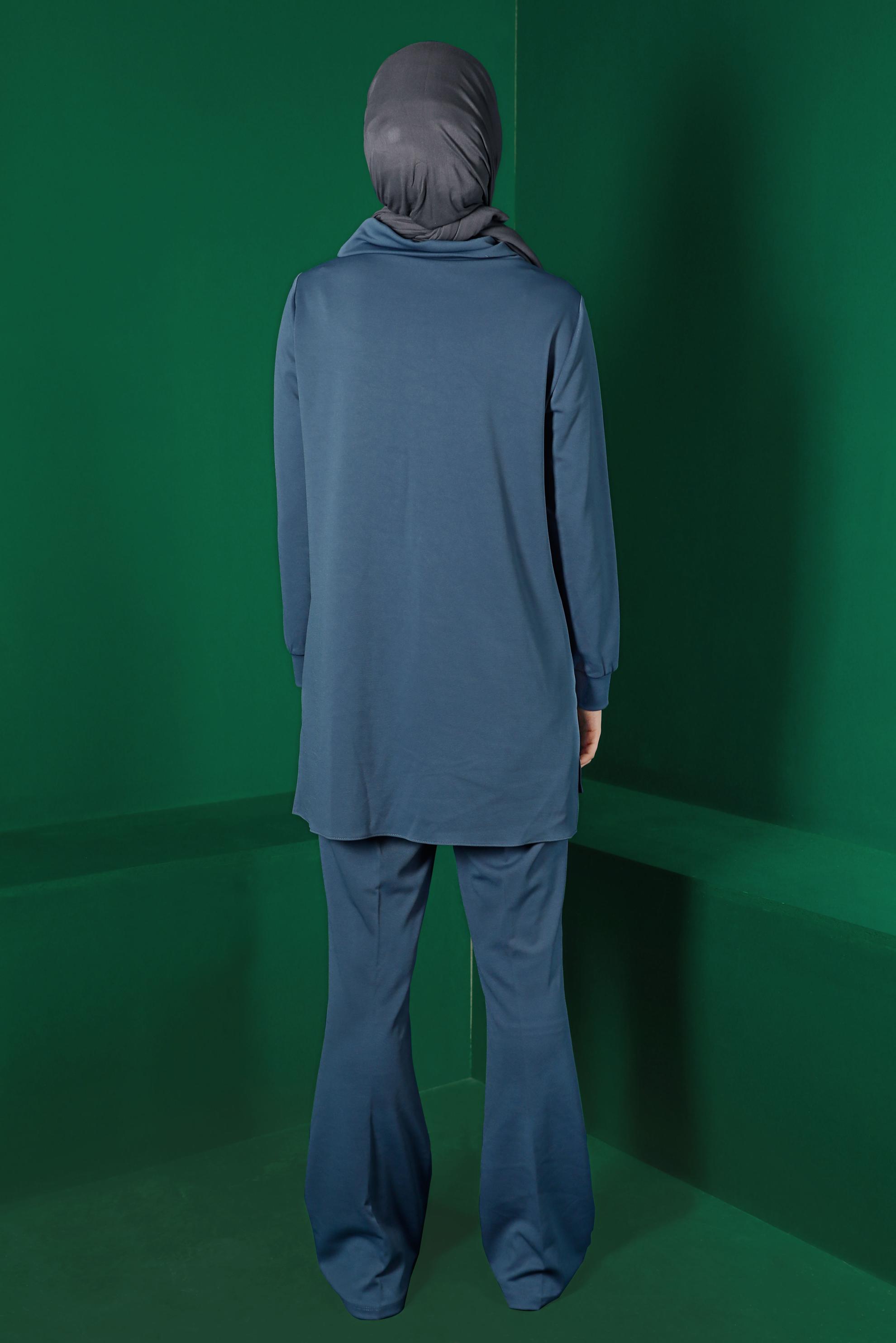 Tesettür giyim LACİVERT CEP DETAYLI İKİLİ PANT. TAKIM 43387