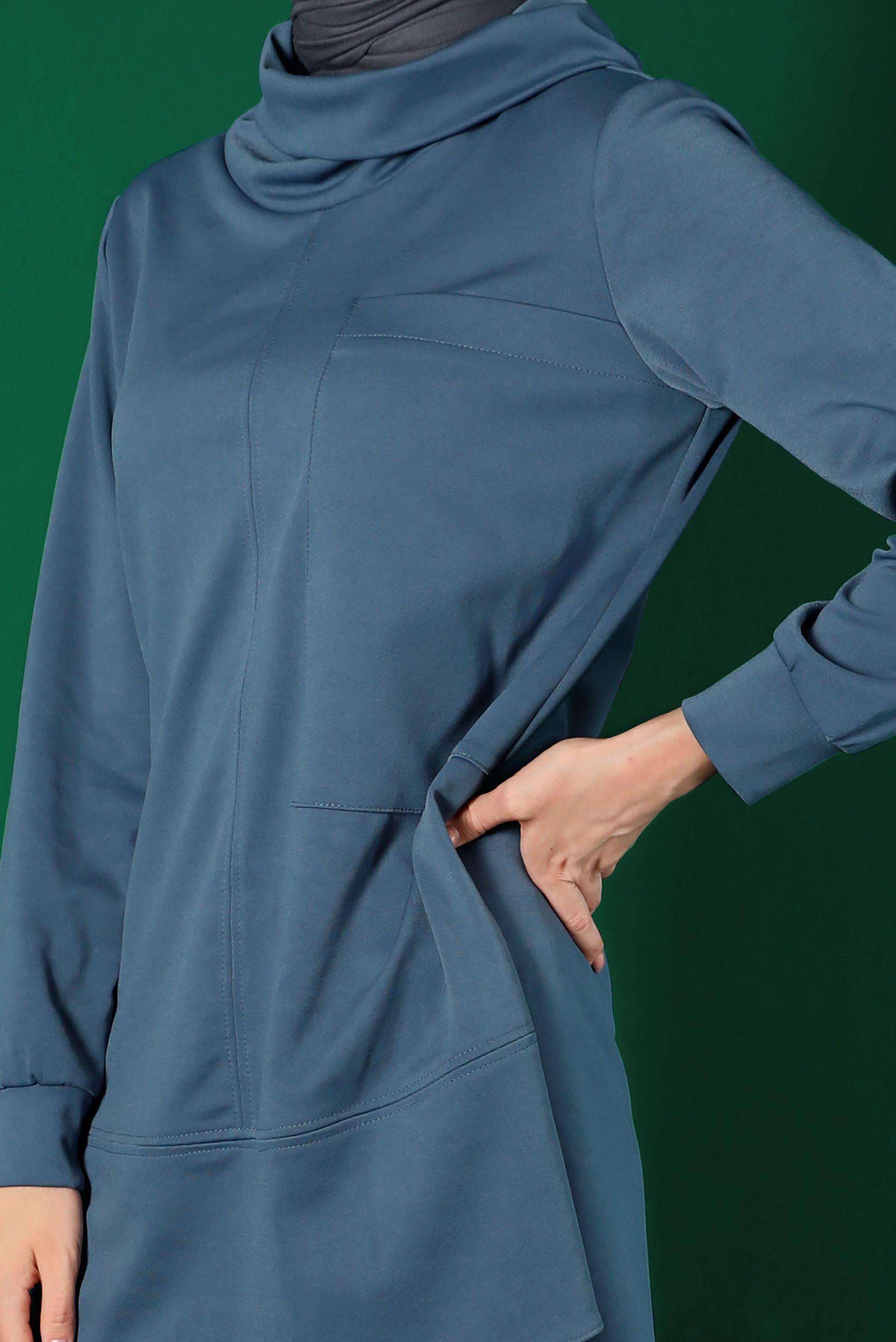 Tesettür giyim LACİVERT CEP DETAYLI İKİLİ PANT. TAKIM 43387