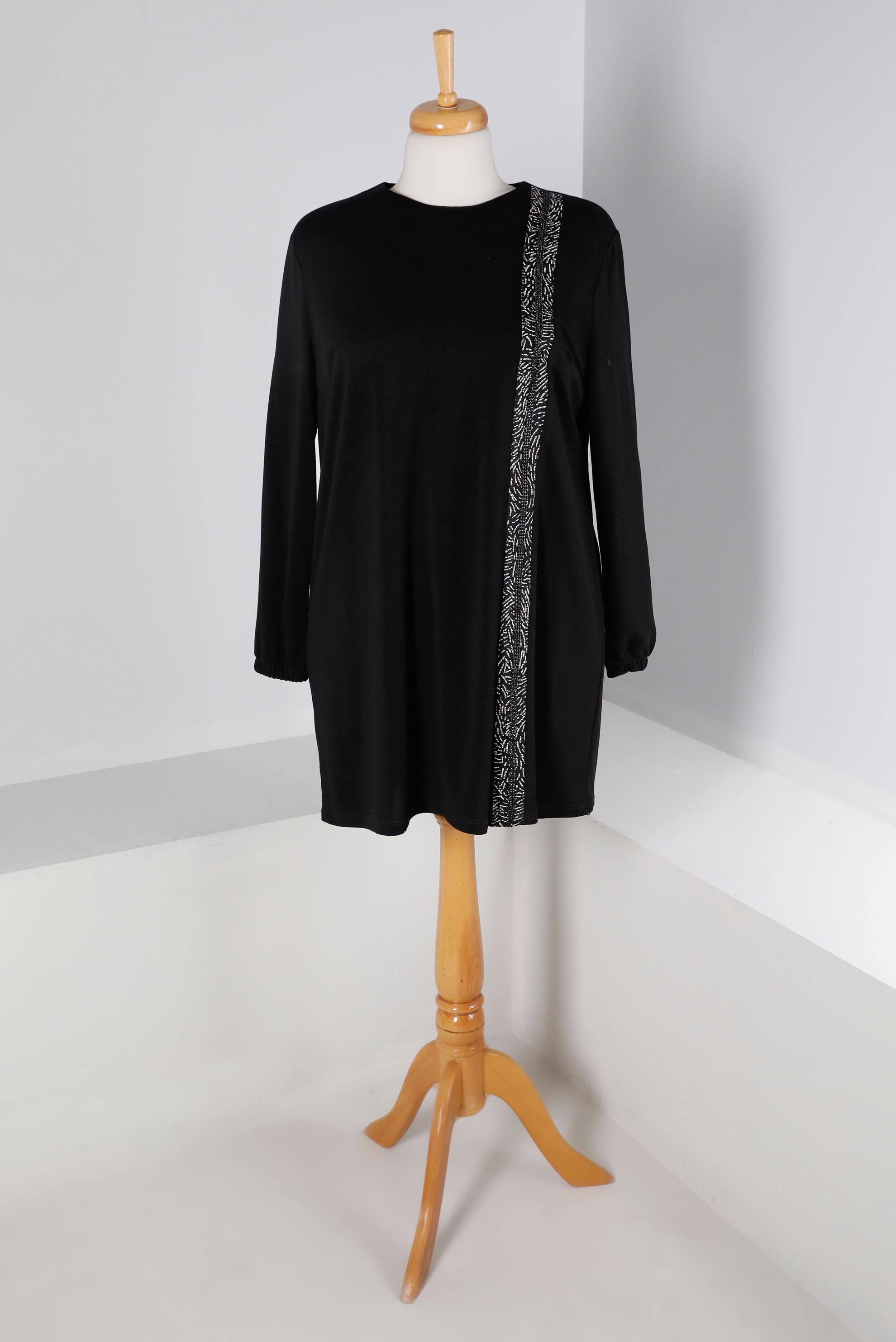 Tesettür giyim SİYAH TAŞ DETAYLI TUNİK 20312