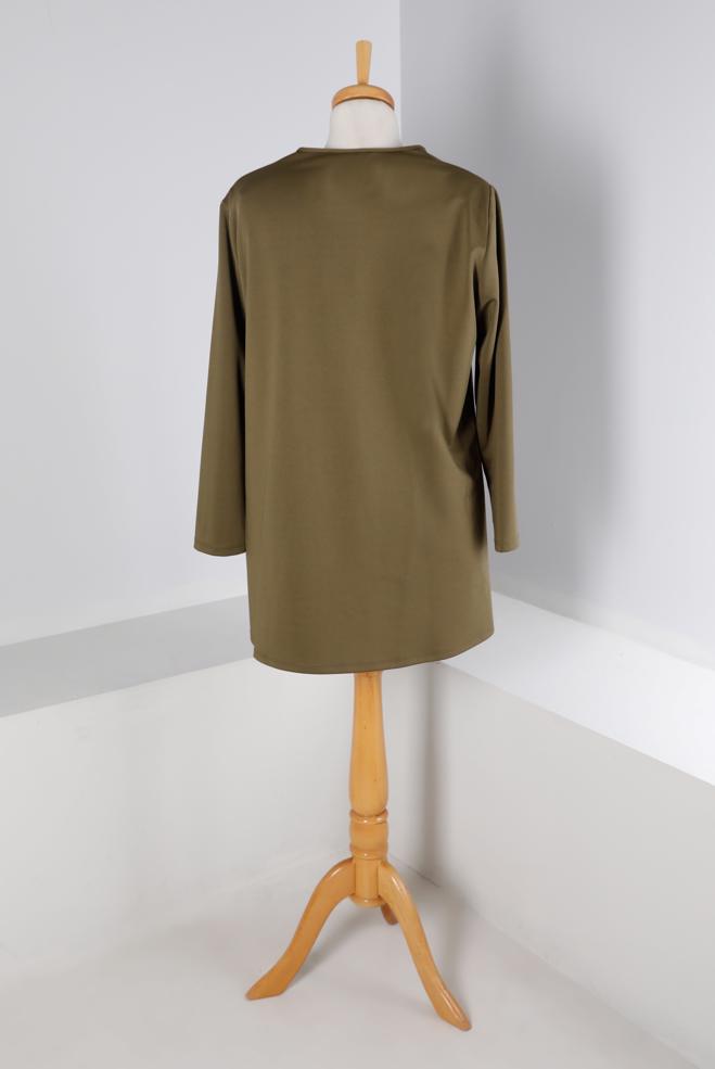 Tesettür giyim HAKİ VATKALI CEPLİ TUNİK 20329  - ALVİNA