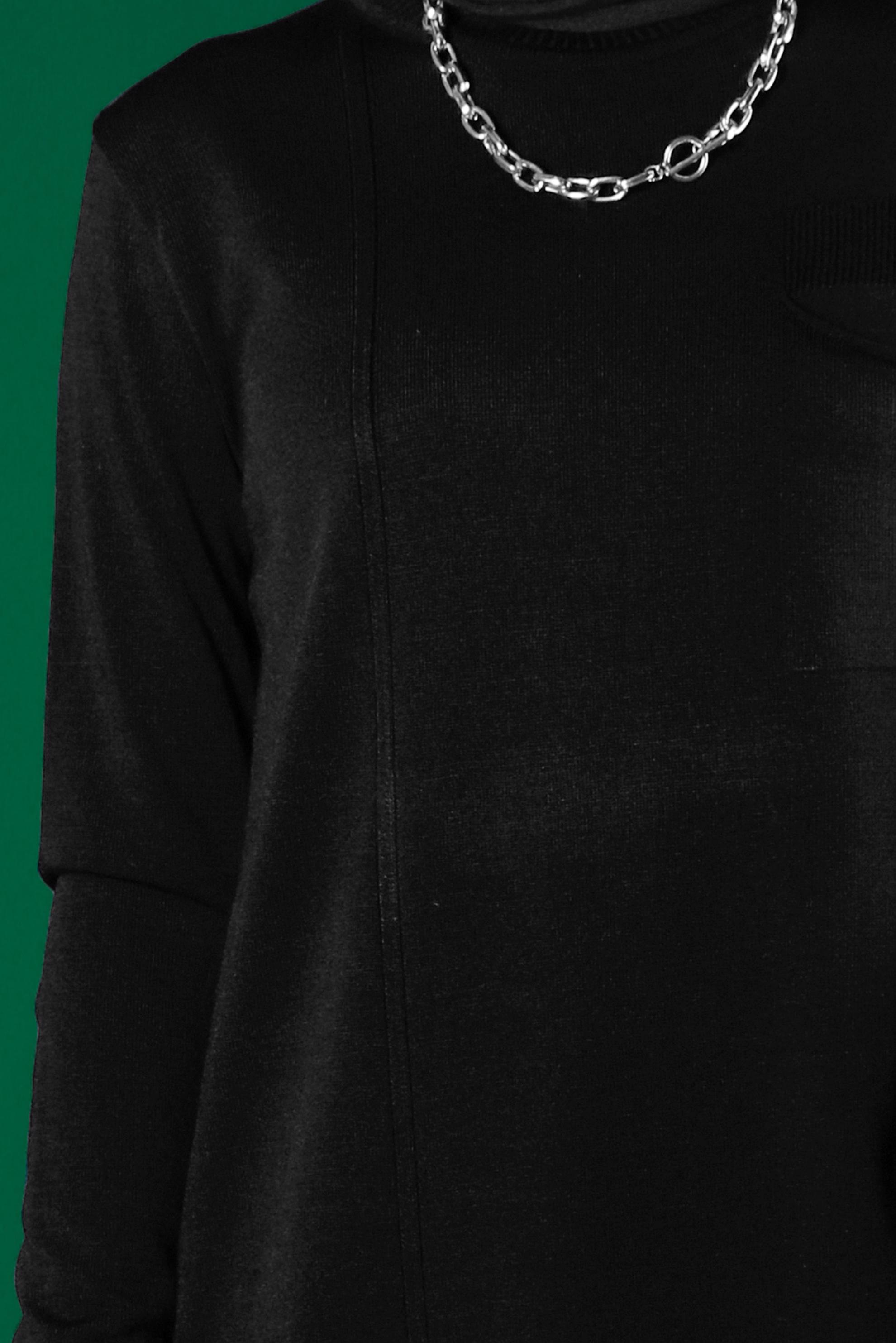 Tesettür giyim SİYAH CEP DETAYLI TRİKO TUNİK 43100 