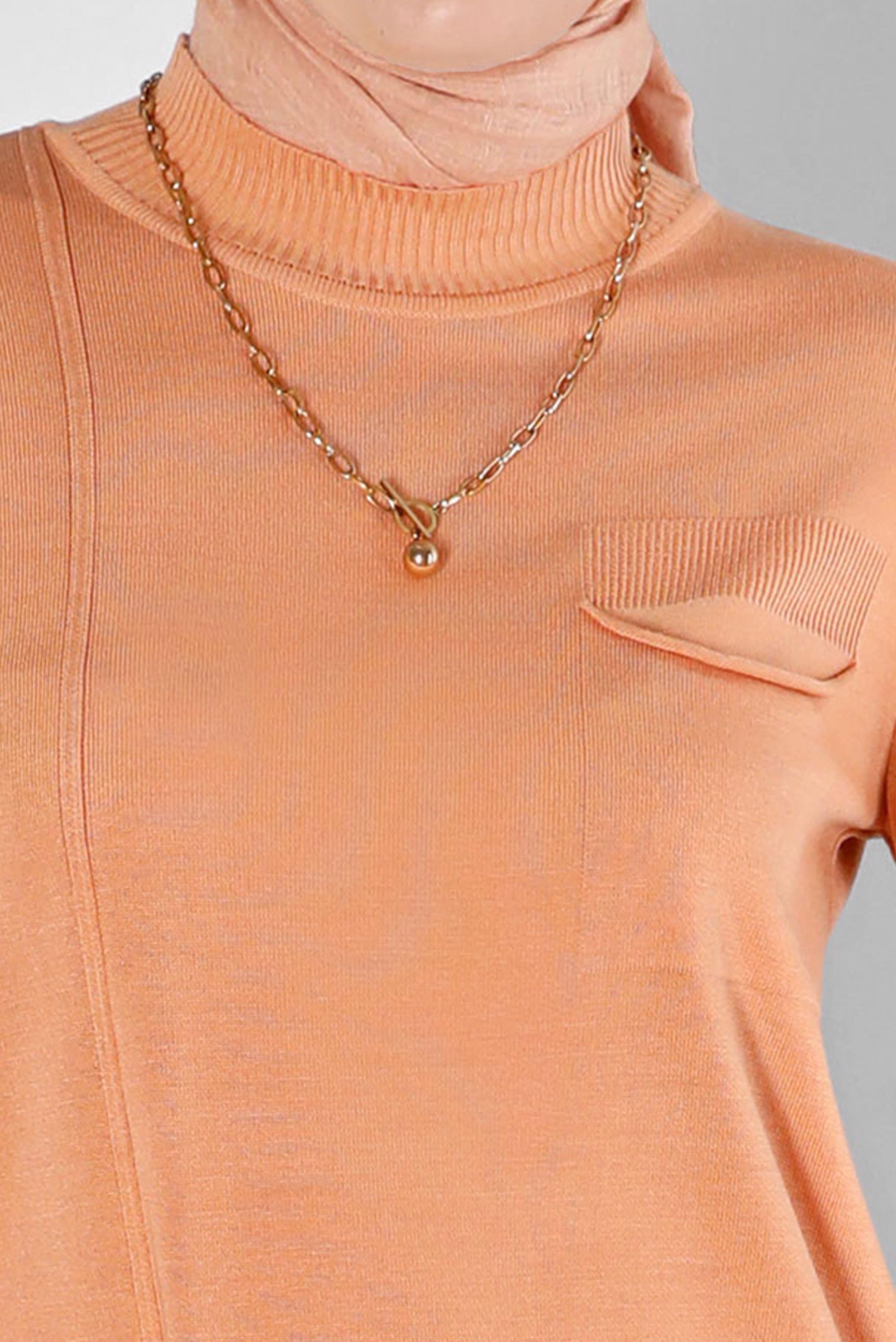 Tesettür giyim PEMBE CEP DETAYLI TRİKO TUNİK 43100 