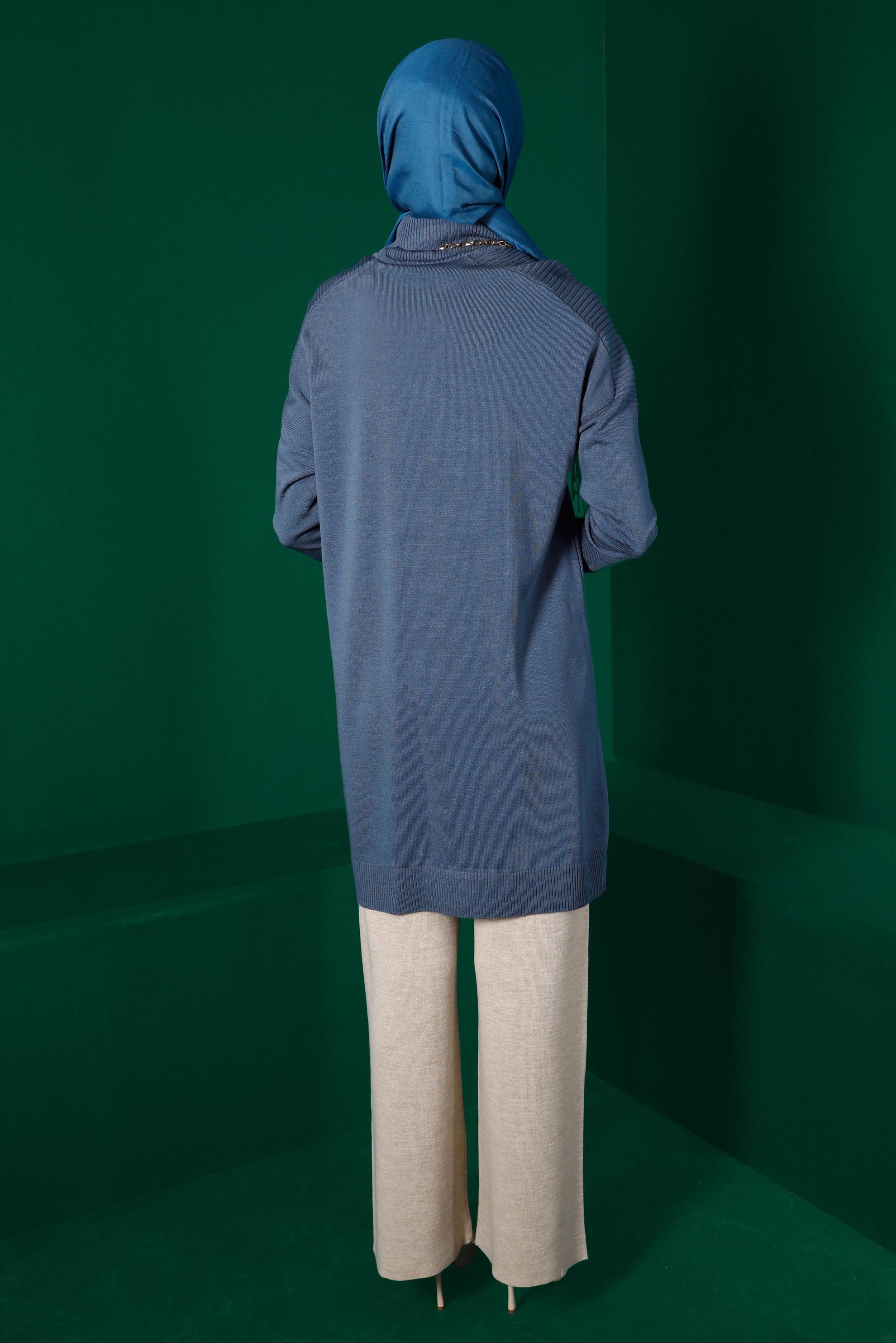 Vêtements hijab BLEU MARINE TUNIQUE MAILLE BASIQUE COL ROULÉ 43101