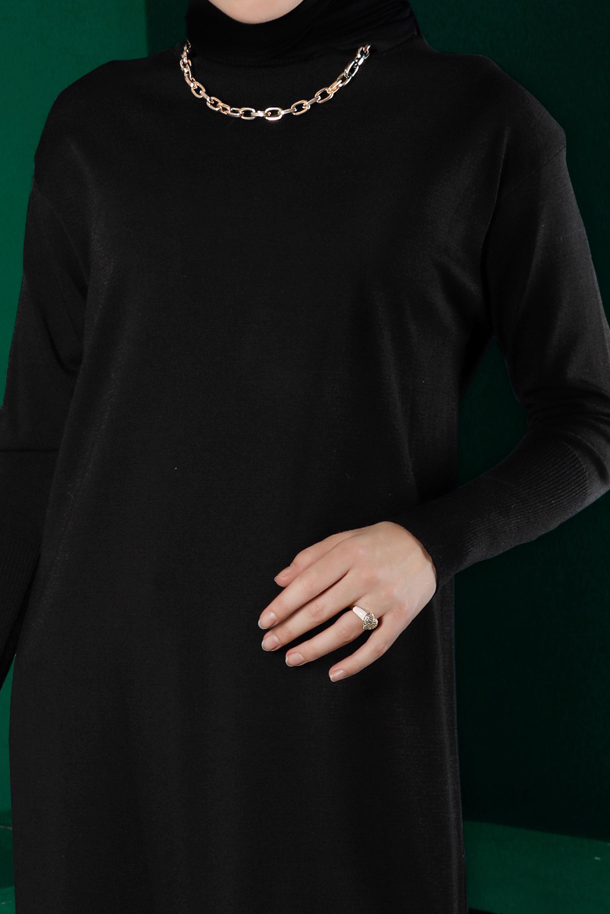 Tesettür giyim SİYAH BASIC UZUN TRİKO TUNİK 43103