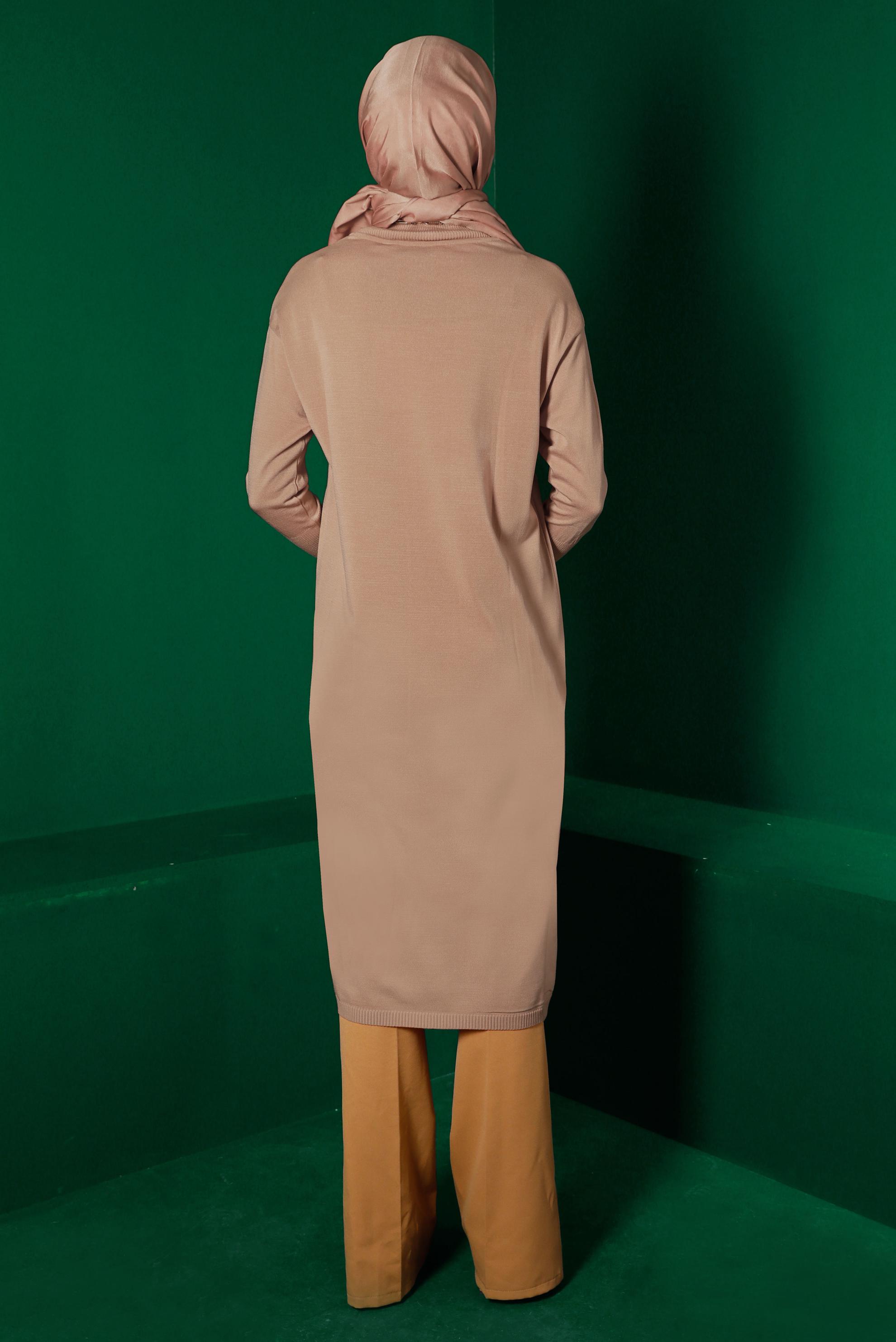 Tesettür giyim BEJ BASIC UZUN TRİKO TUNİK 43103